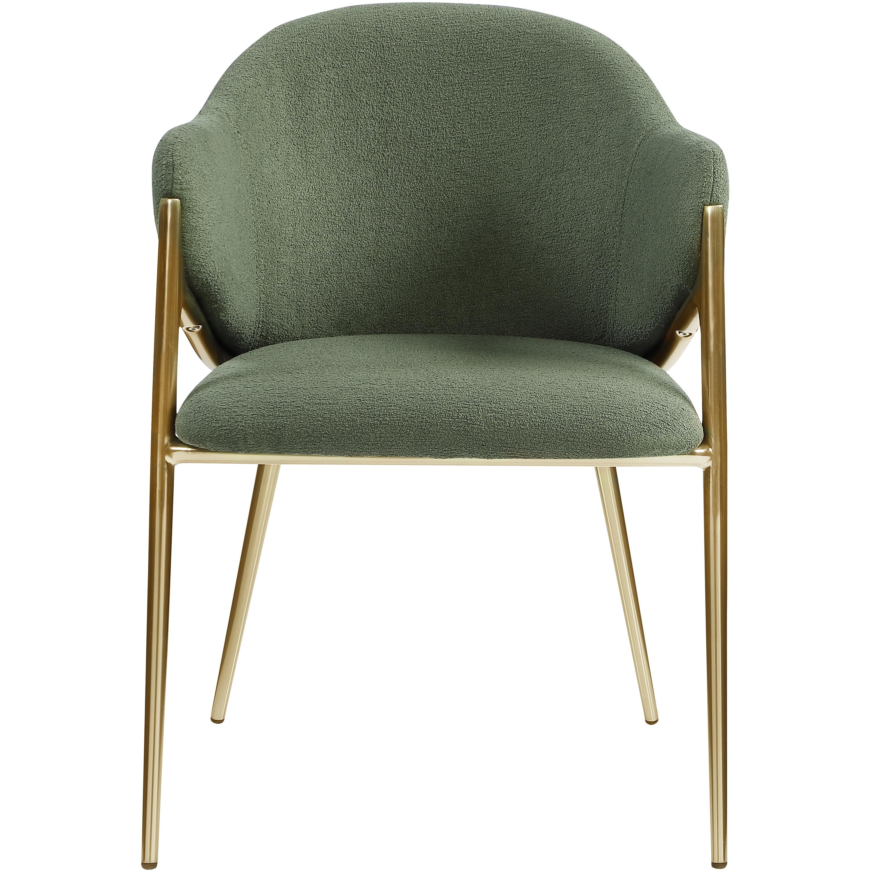 Meridian Nial Green Boucle Fabric Dining Chair