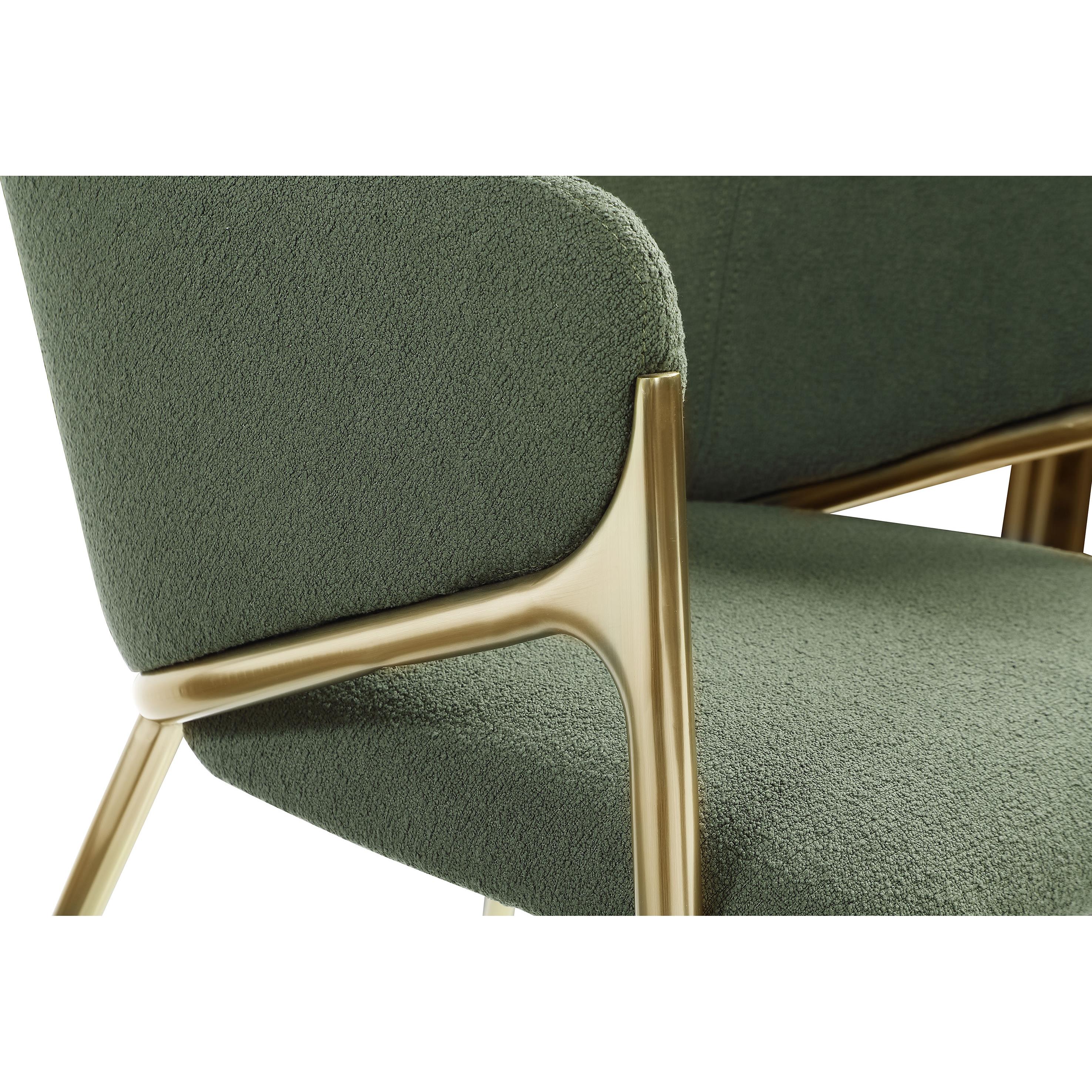 Meridian Nial Green Boucle Fabric Dining Chair