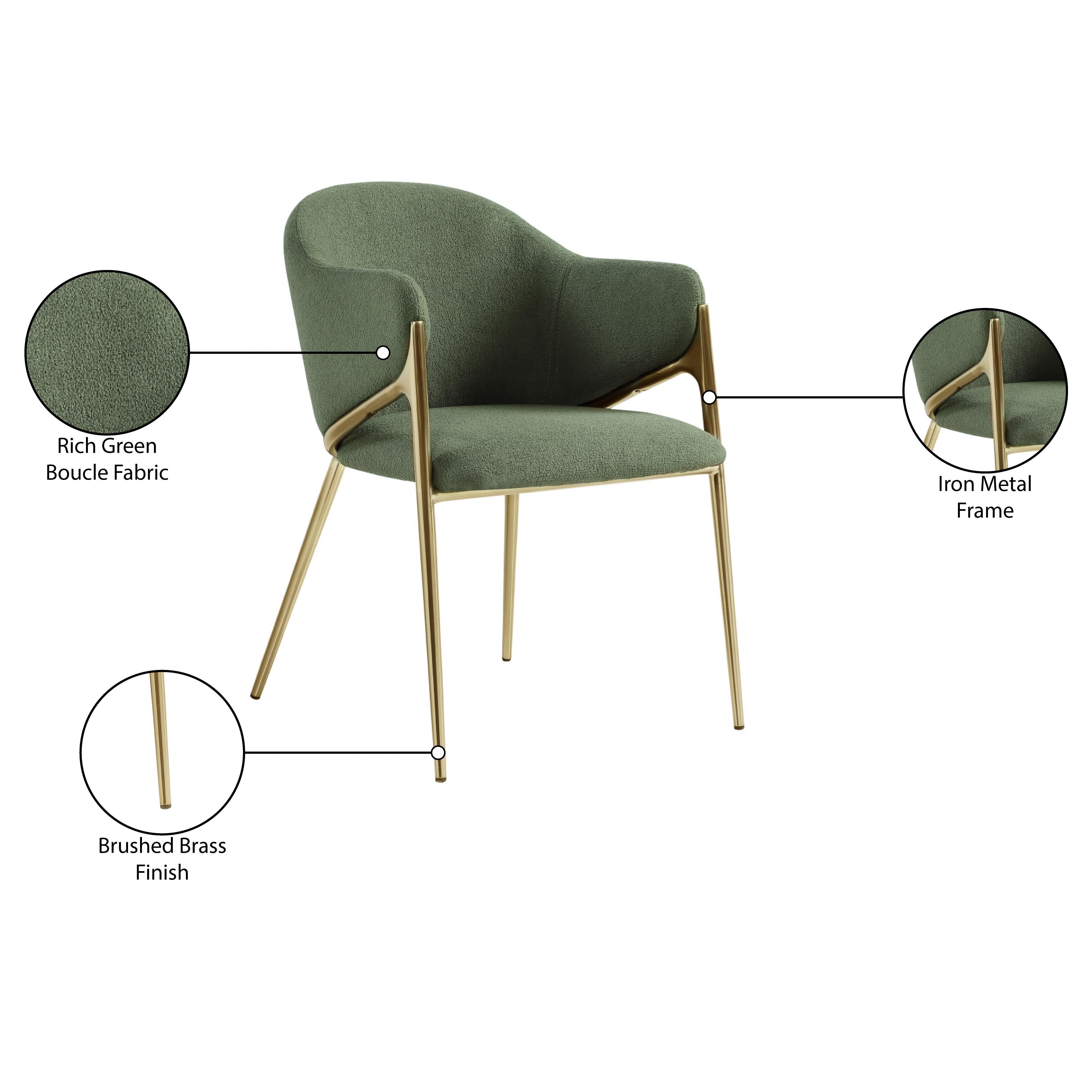 Meridian Nial Green Boucle Fabric Dining Chair