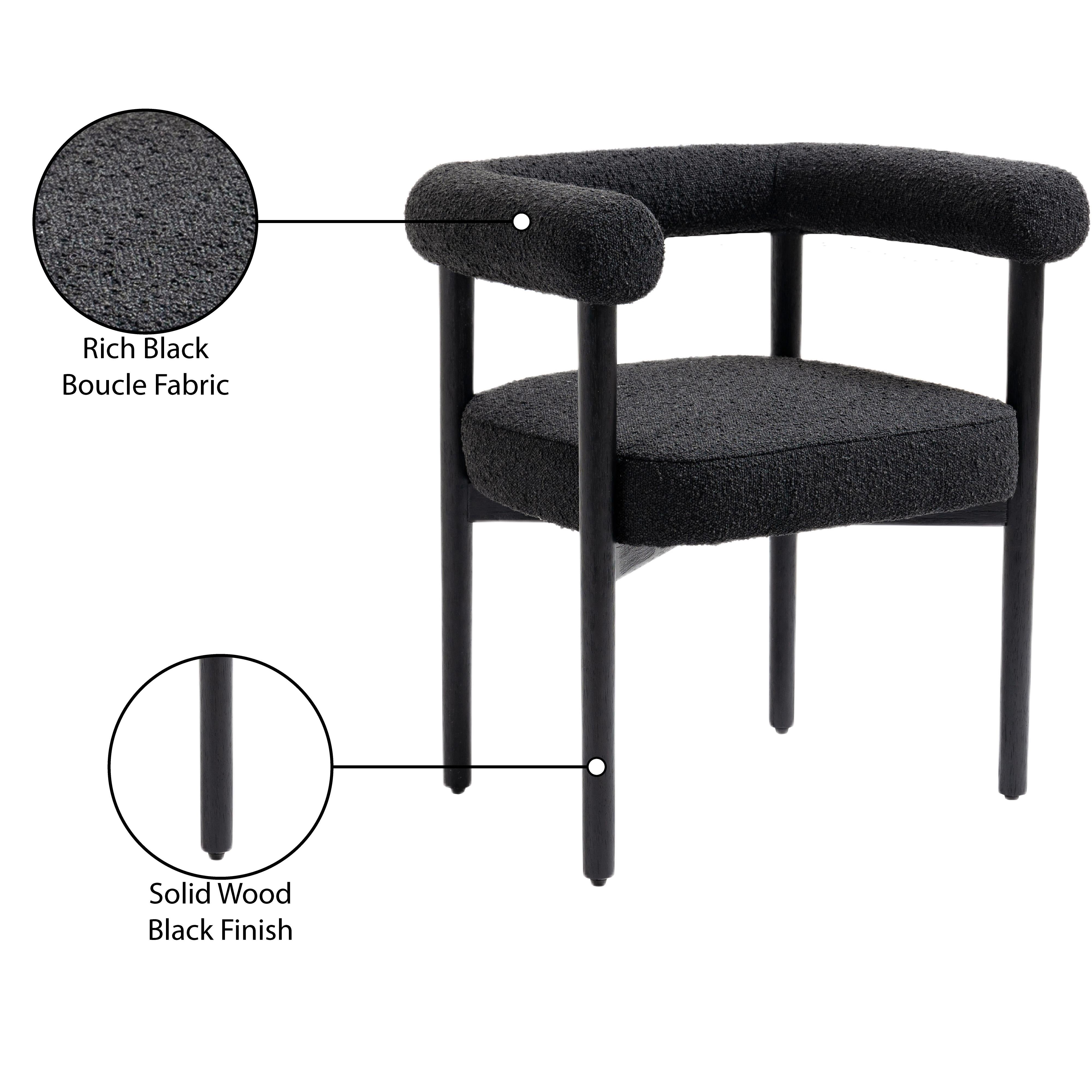 Meridian Hyatt Black Boucle Fabric Dining Chair