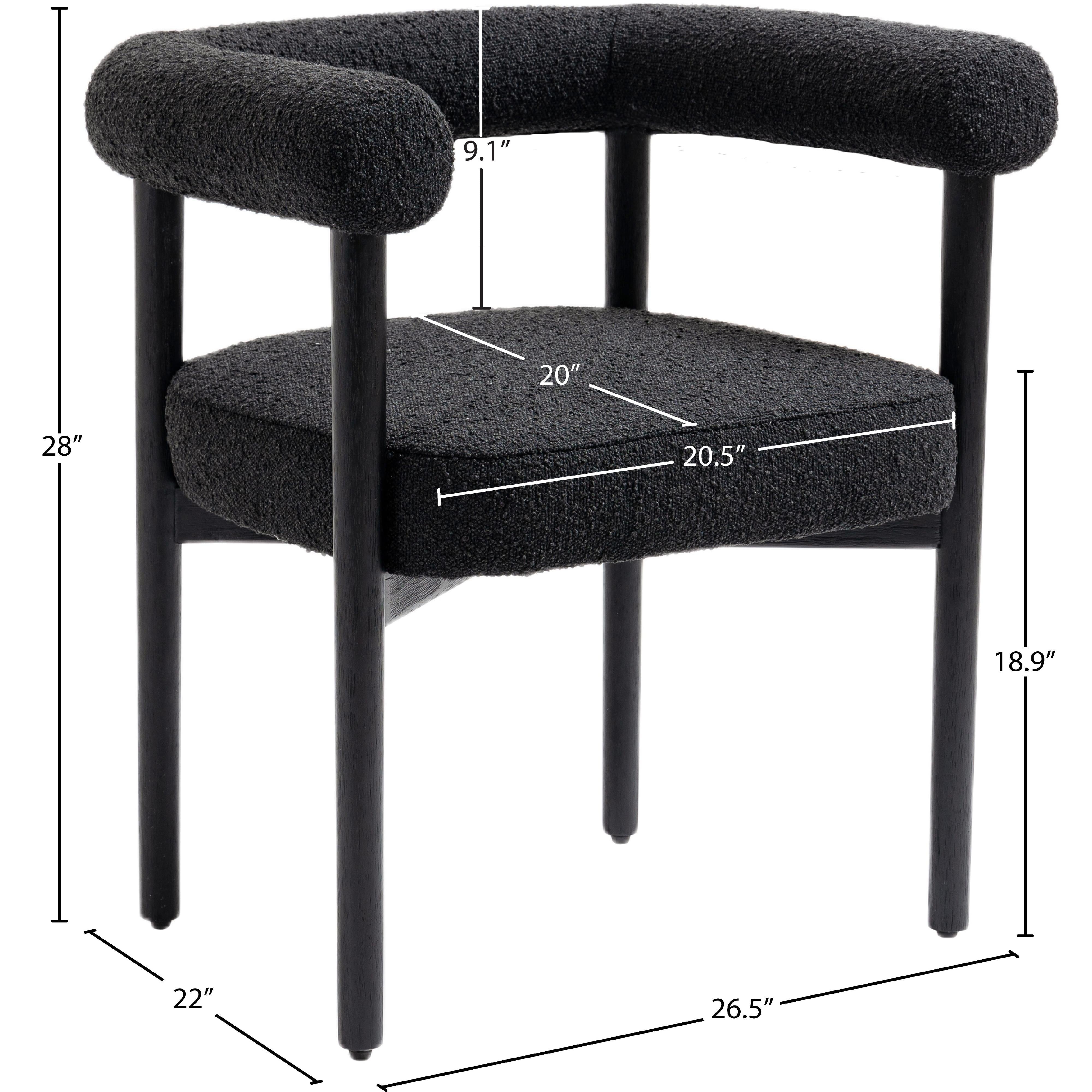 Meridian Hyatt Black Boucle Fabric Dining Chair