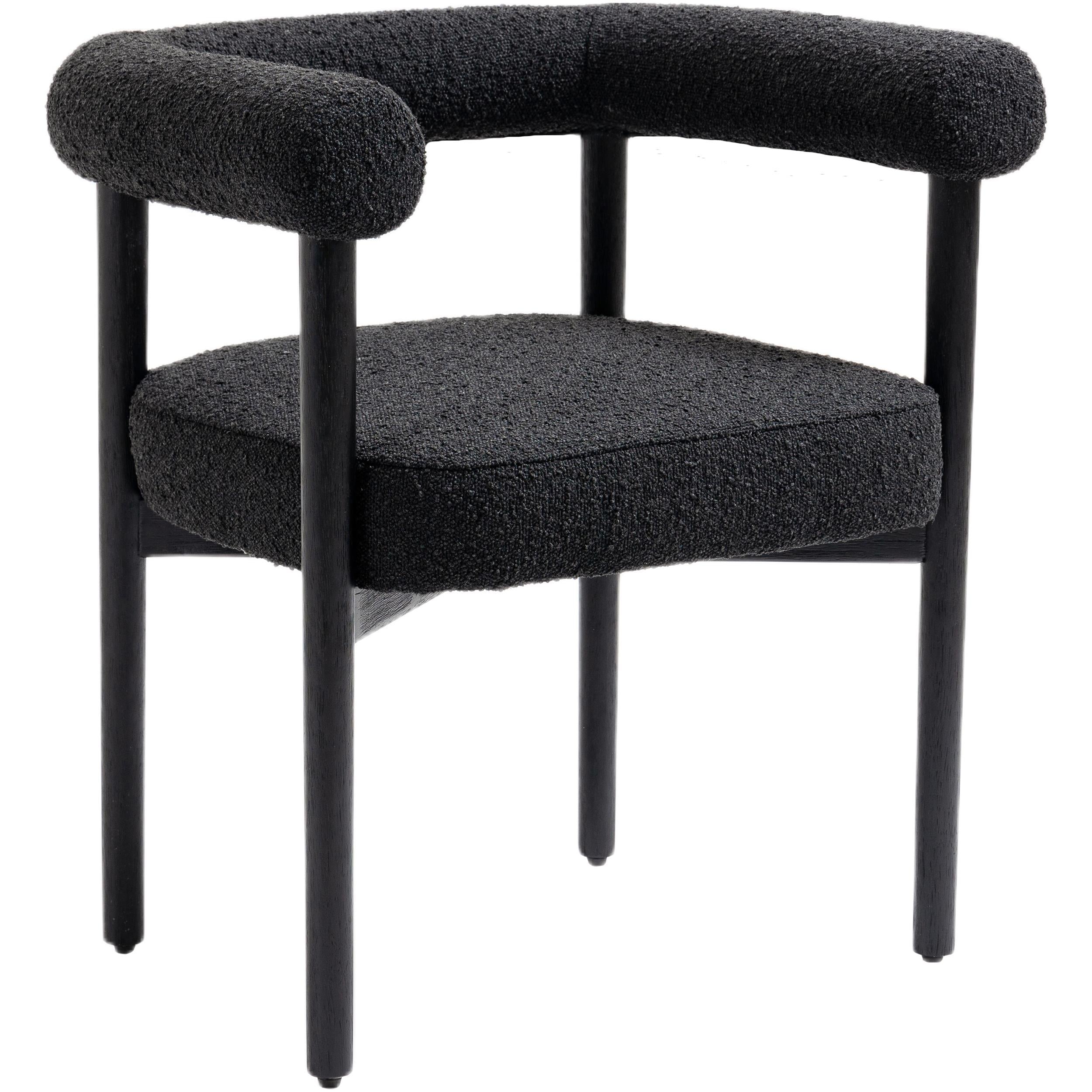 Meridian Hyatt Black Boucle Fabric Dining Chair
