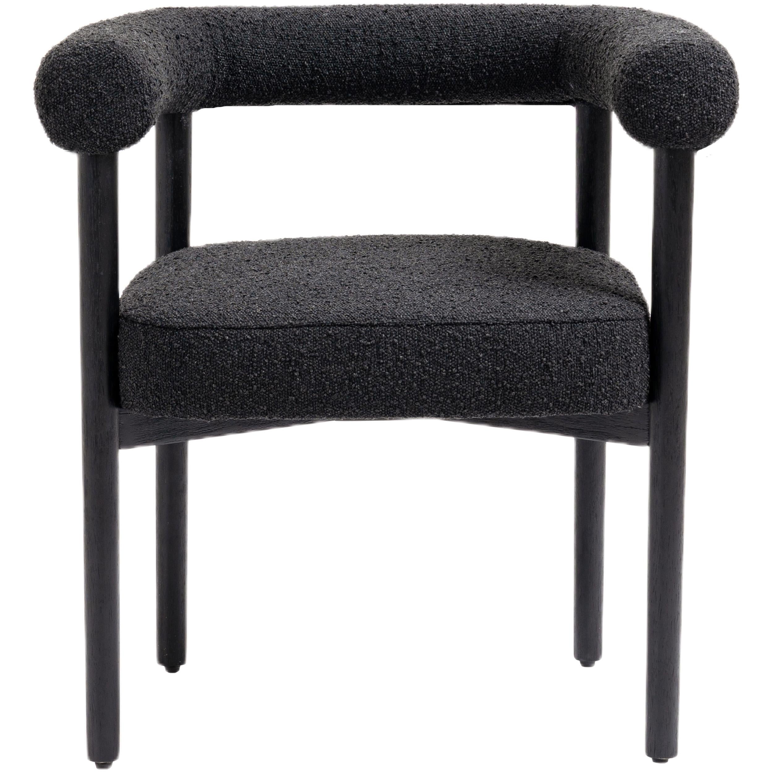 Meridian Hyatt Black Boucle Fabric Dining Chair