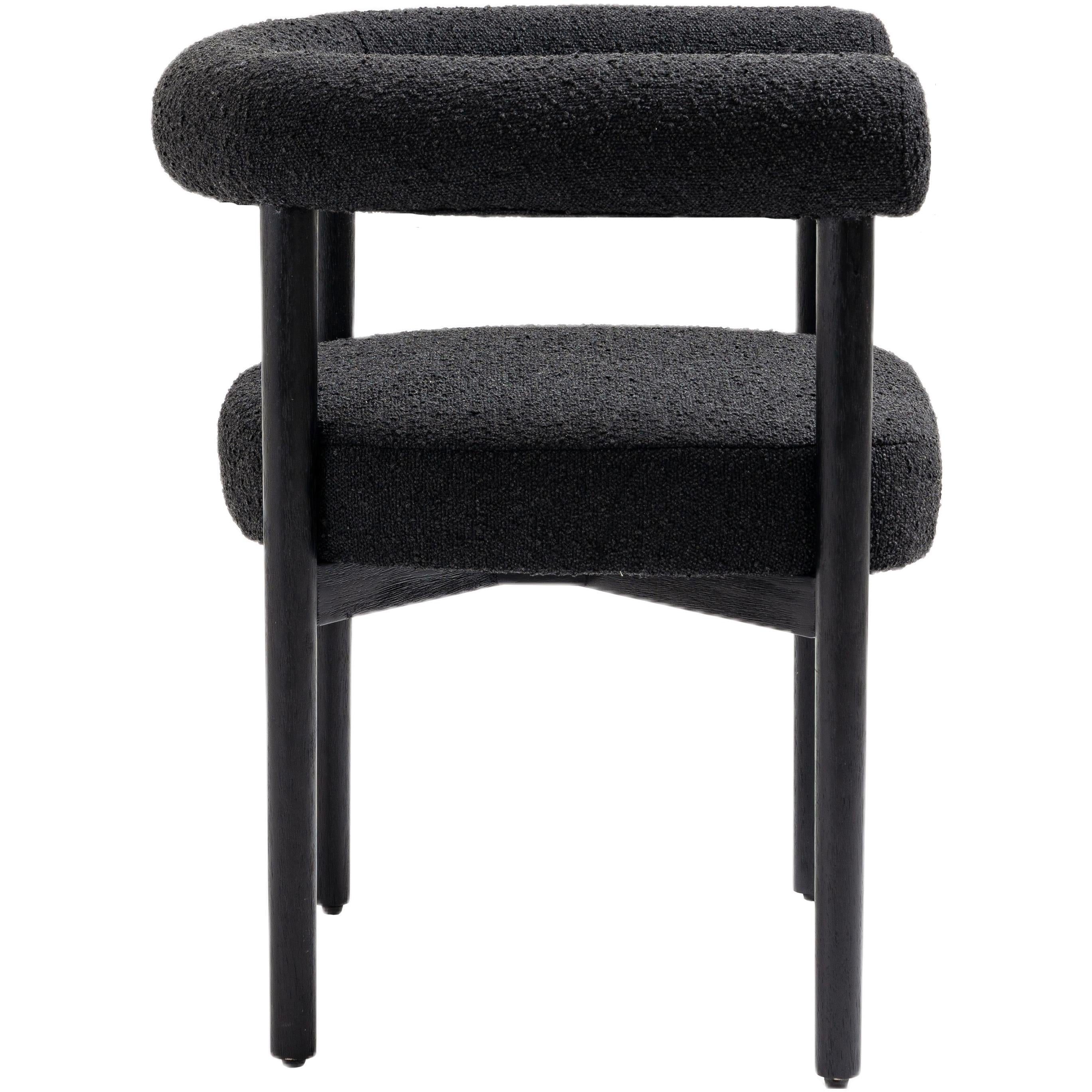 Meridian Hyatt Black Boucle Fabric Dining Chair