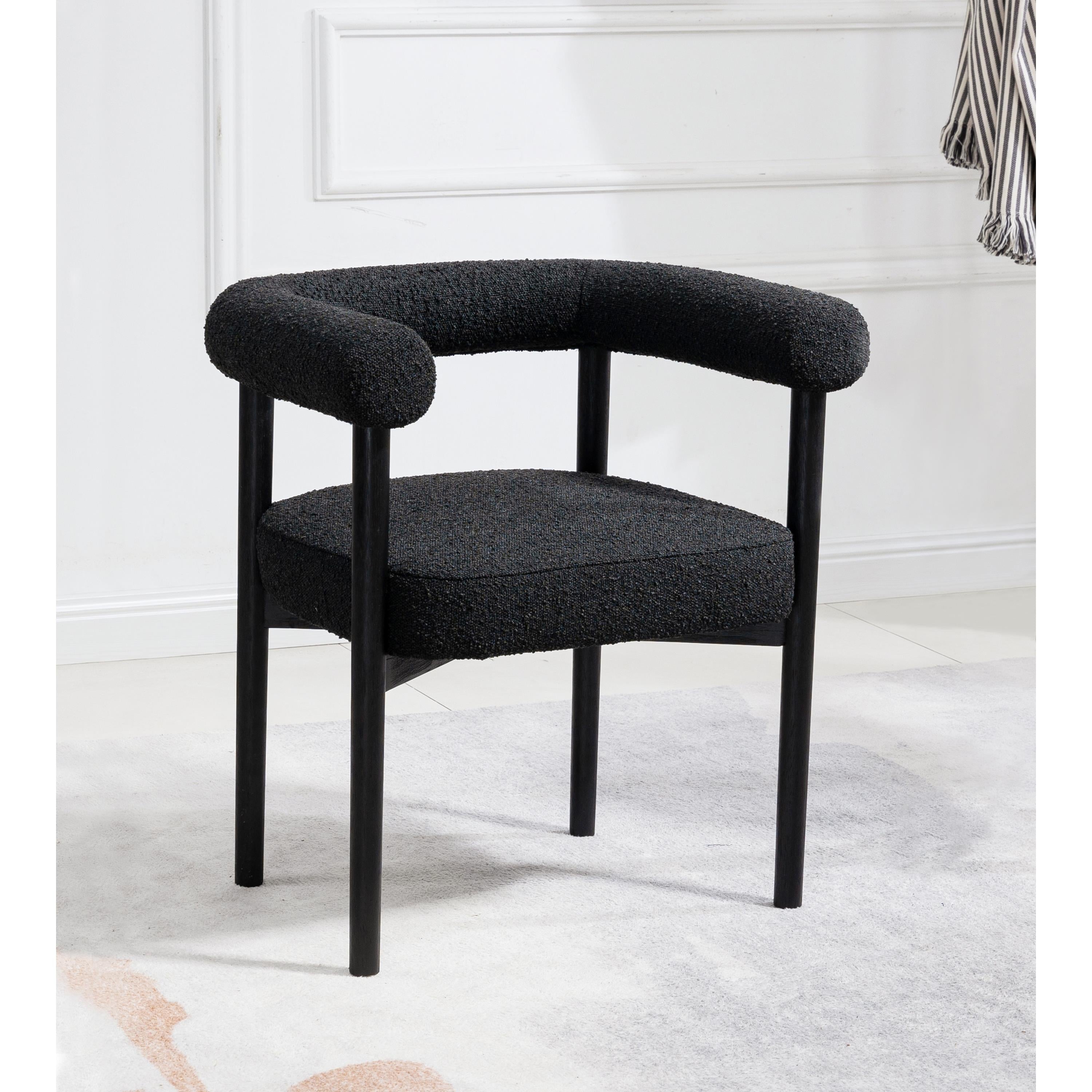 Meridian Hyatt Black Boucle Fabric Dining Chair