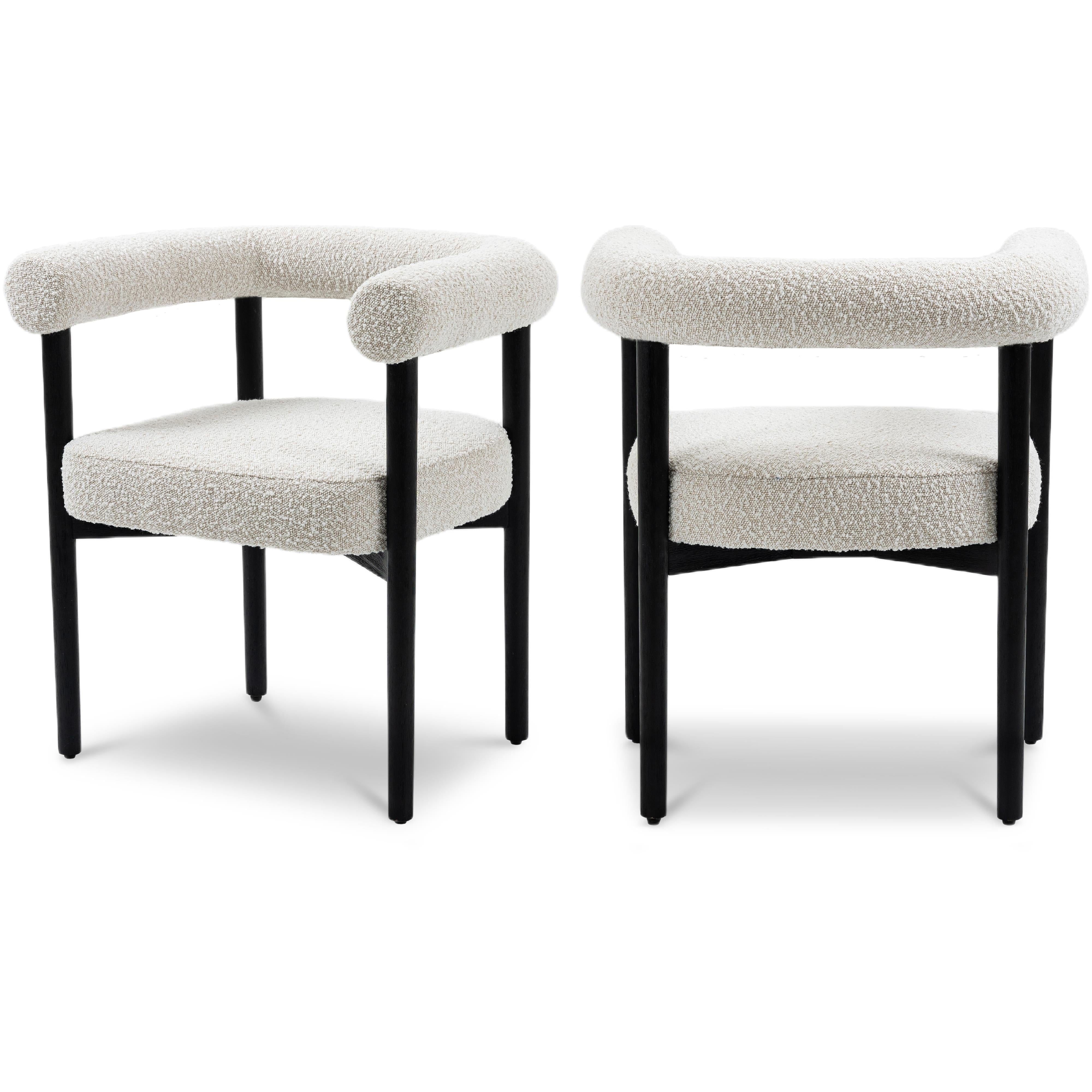 Meridian Hyatt Cream Boucle Fabric Dining Chair