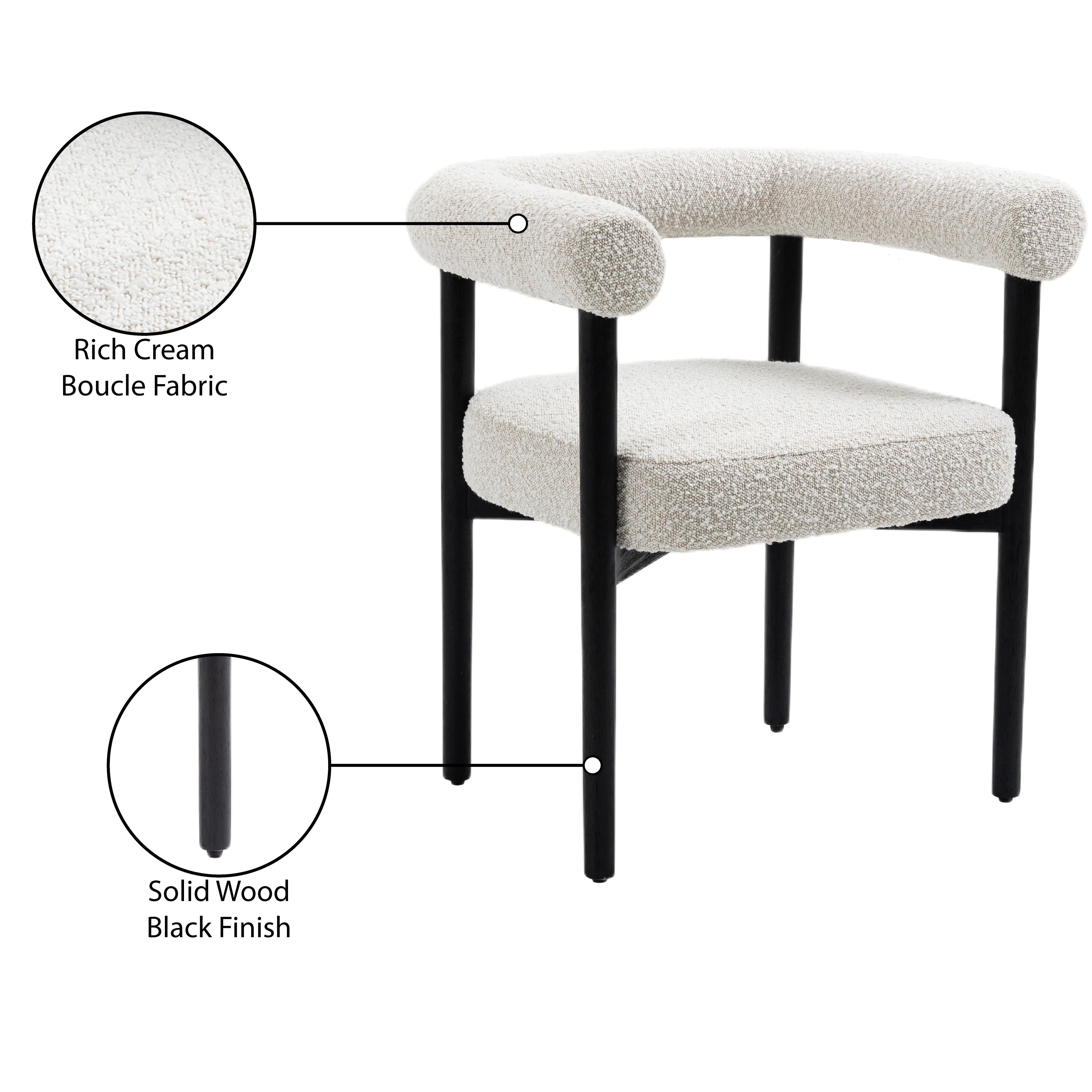 Meridian Hyatt Cream Boucle Fabric Dining Chair
