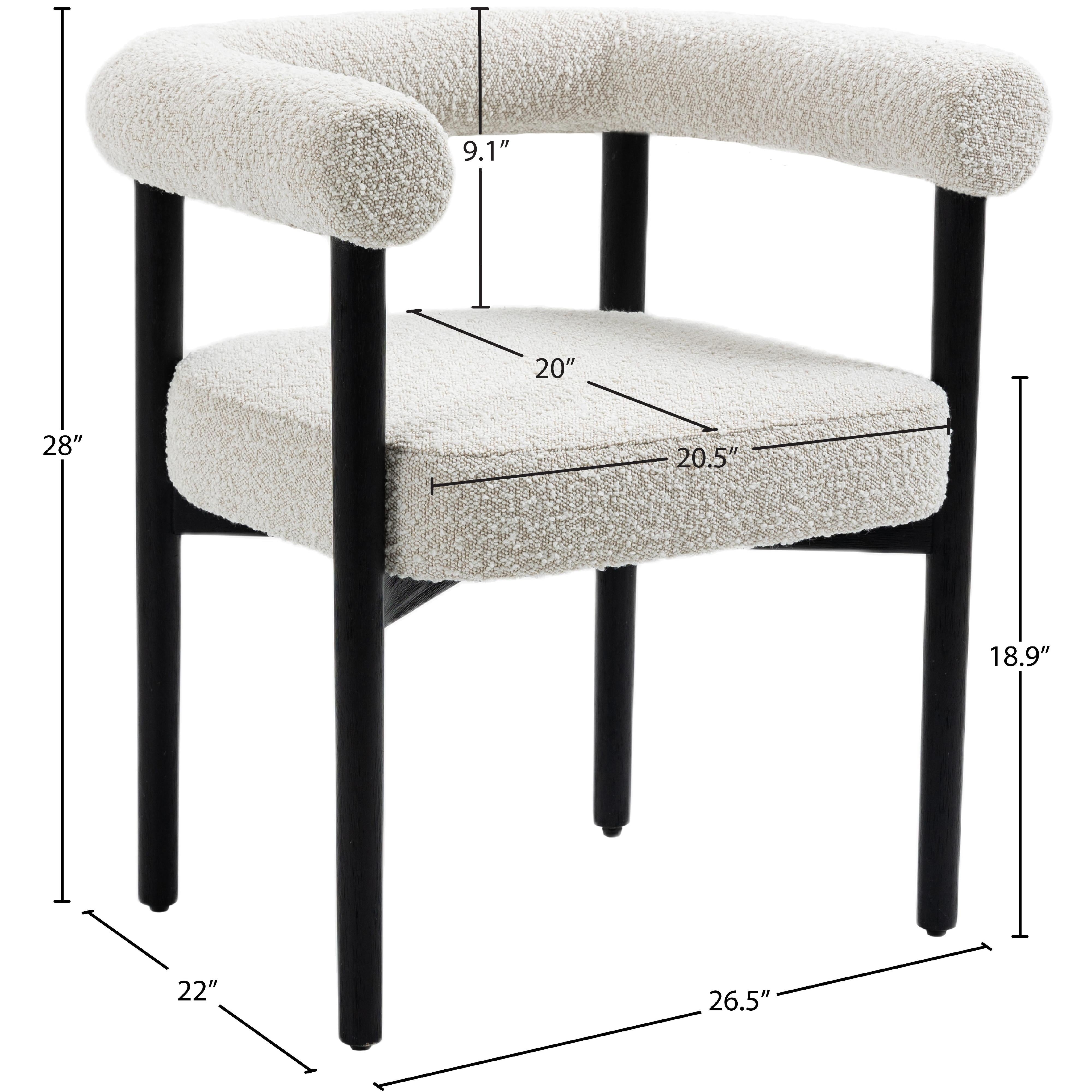 Meridian Hyatt Cream Boucle Fabric Dining Chair
