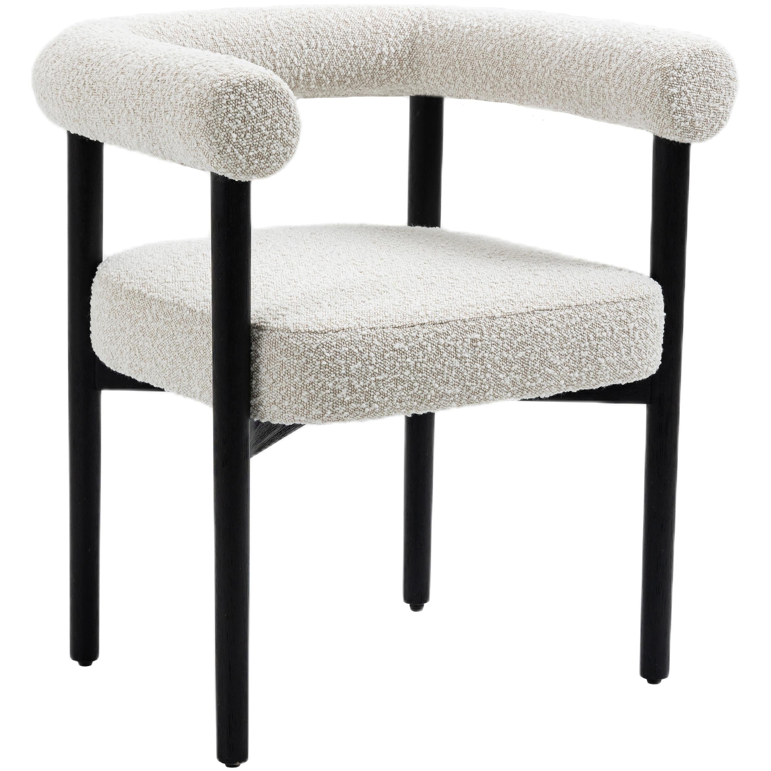 Meridian Hyatt Cream Boucle Fabric Dining Chair