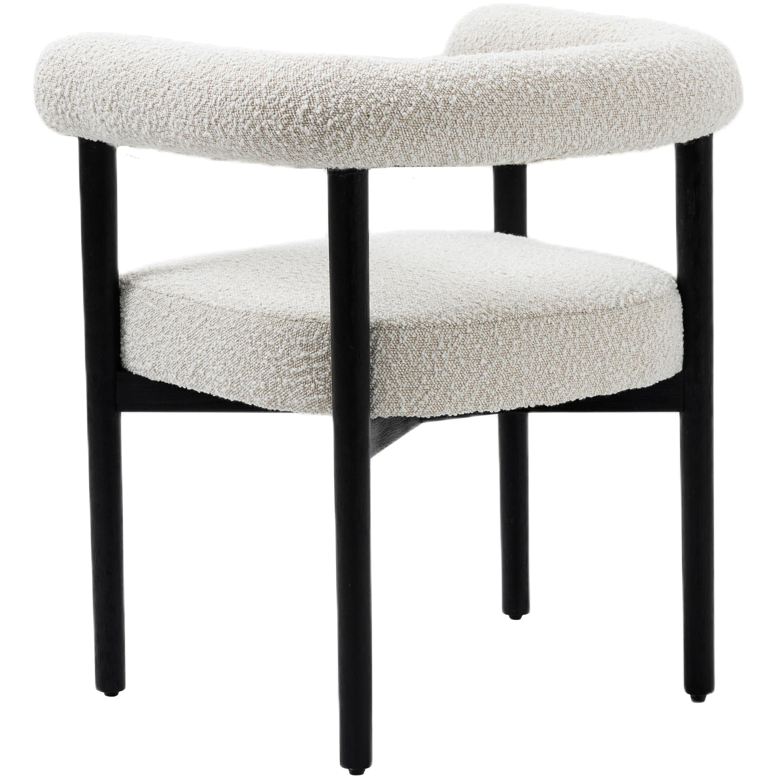 Meridian Hyatt Cream Boucle Fabric Dining Chair