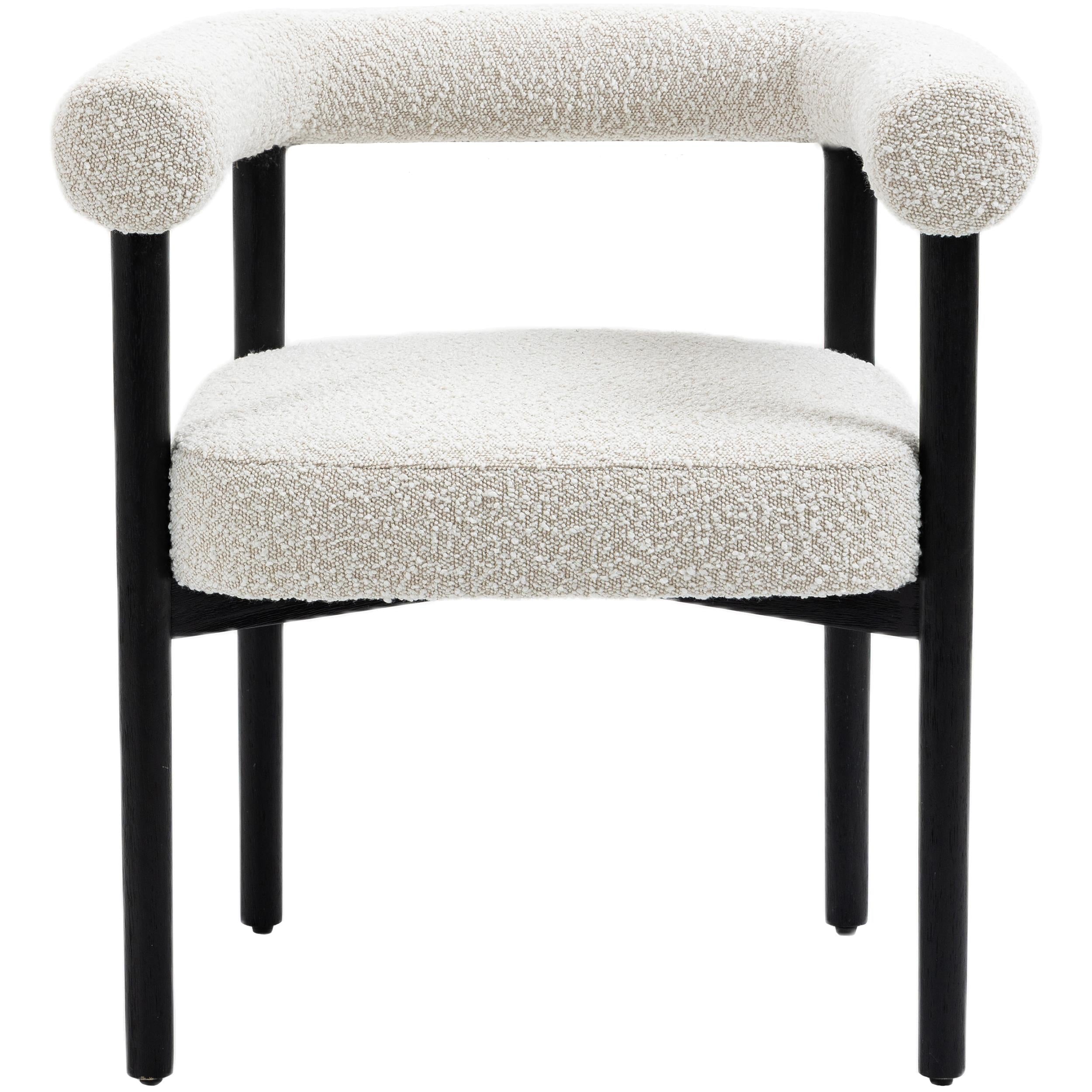 Meridian Hyatt Cream Boucle Fabric Dining Chair