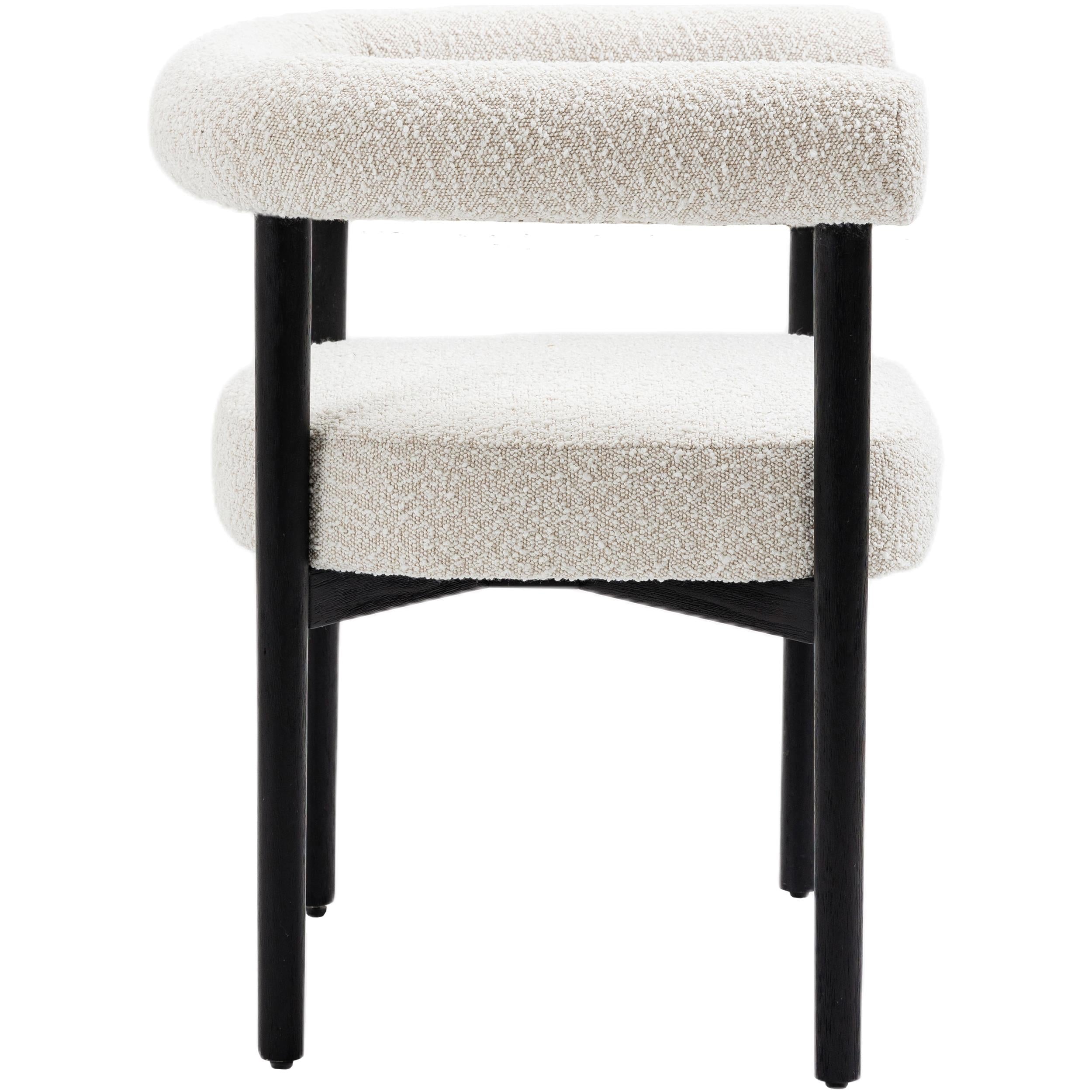 Meridian Hyatt Cream Boucle Fabric Dining Chair