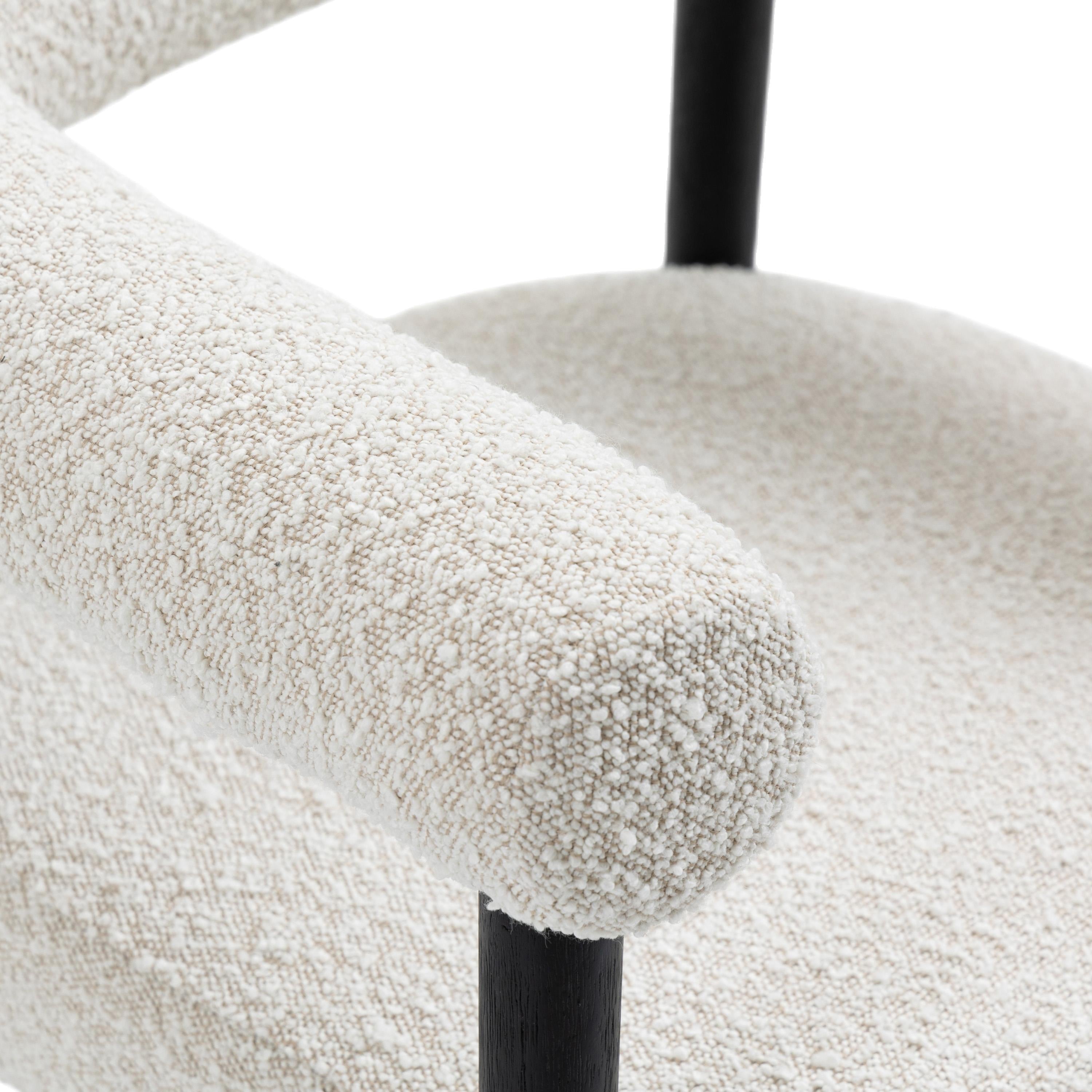 Meridian Hyatt Cream Boucle Fabric Dining Chair