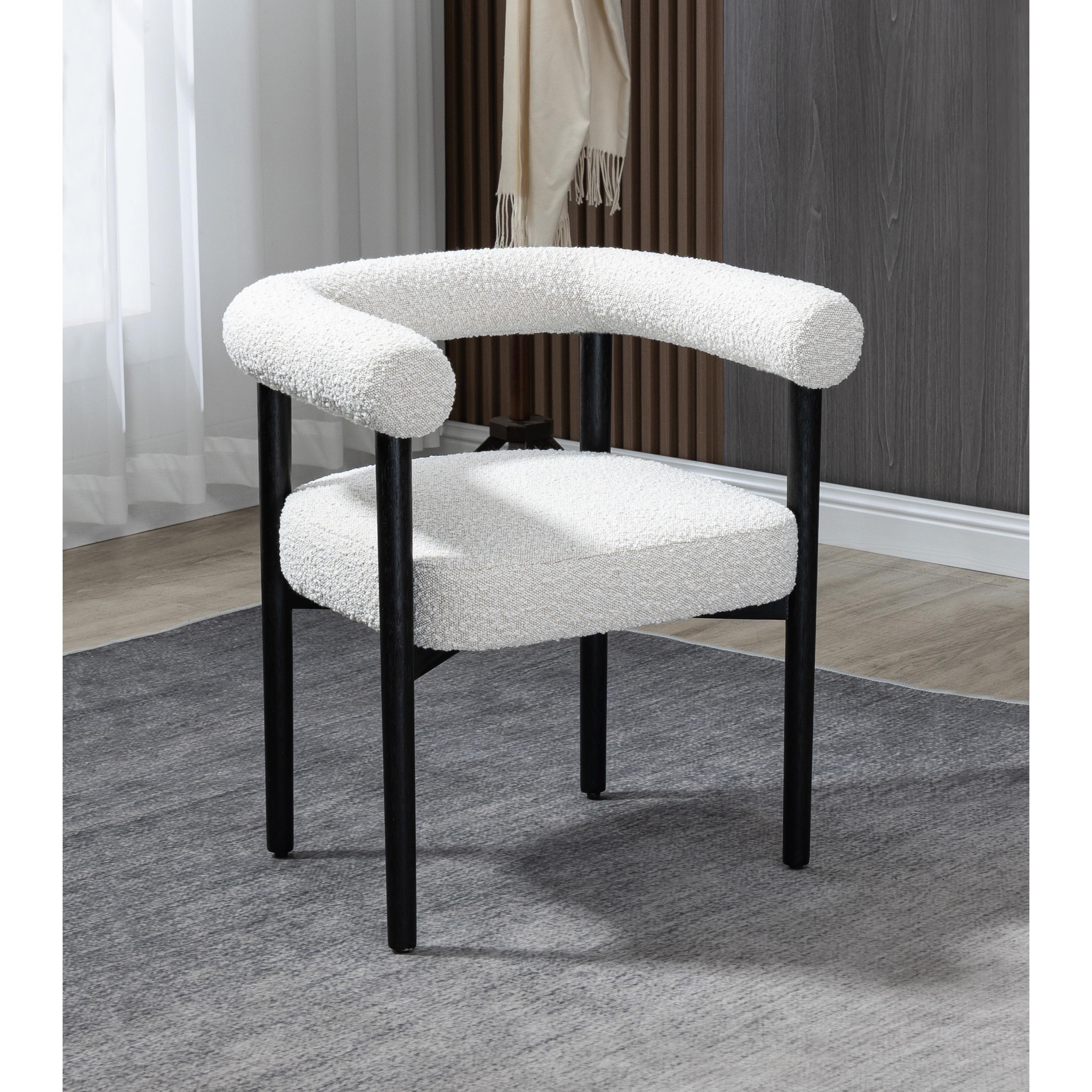 Meridian Hyatt Cream Boucle Fabric Dining Chair