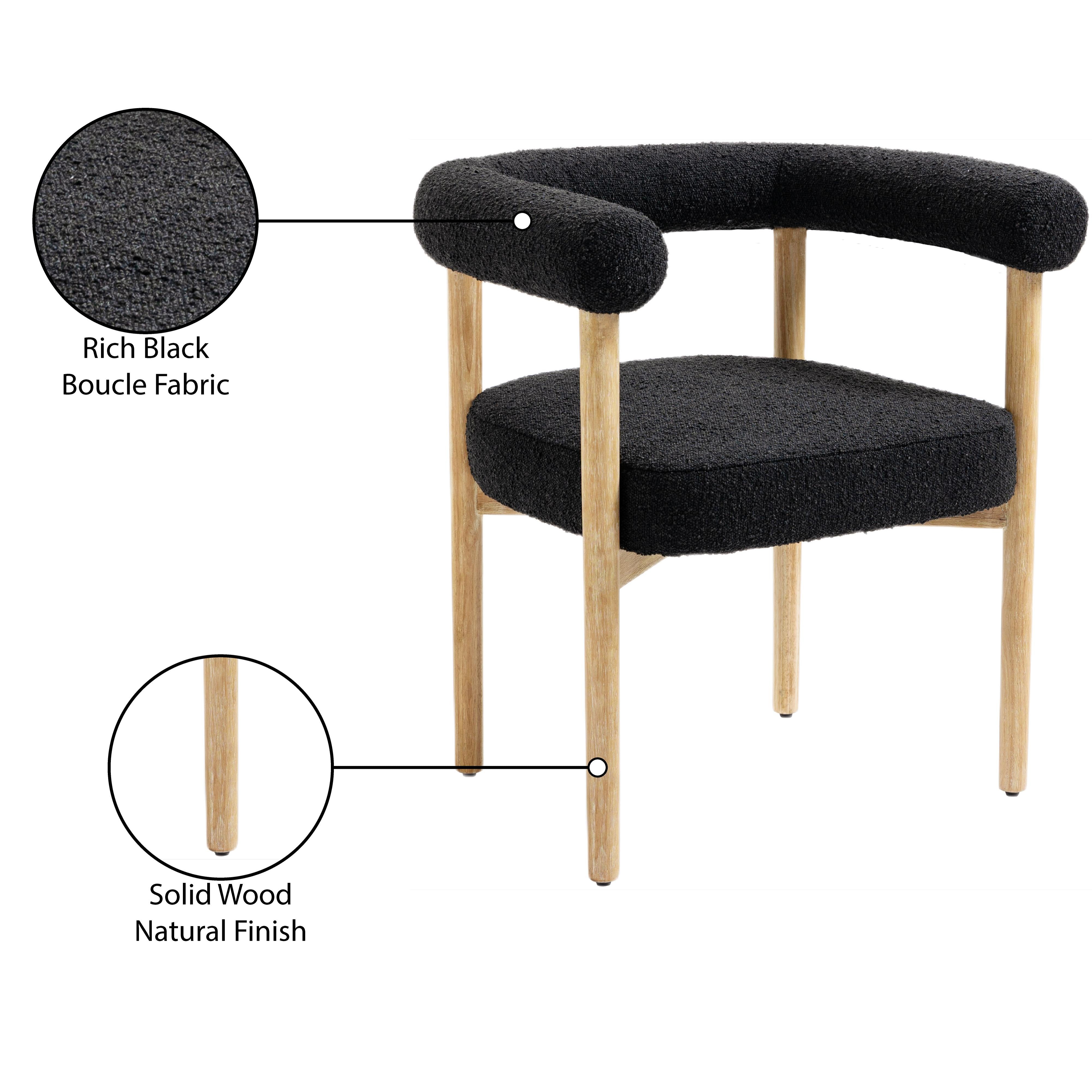 Meridian Hyatt Black Boucle Fabric Dining Chair