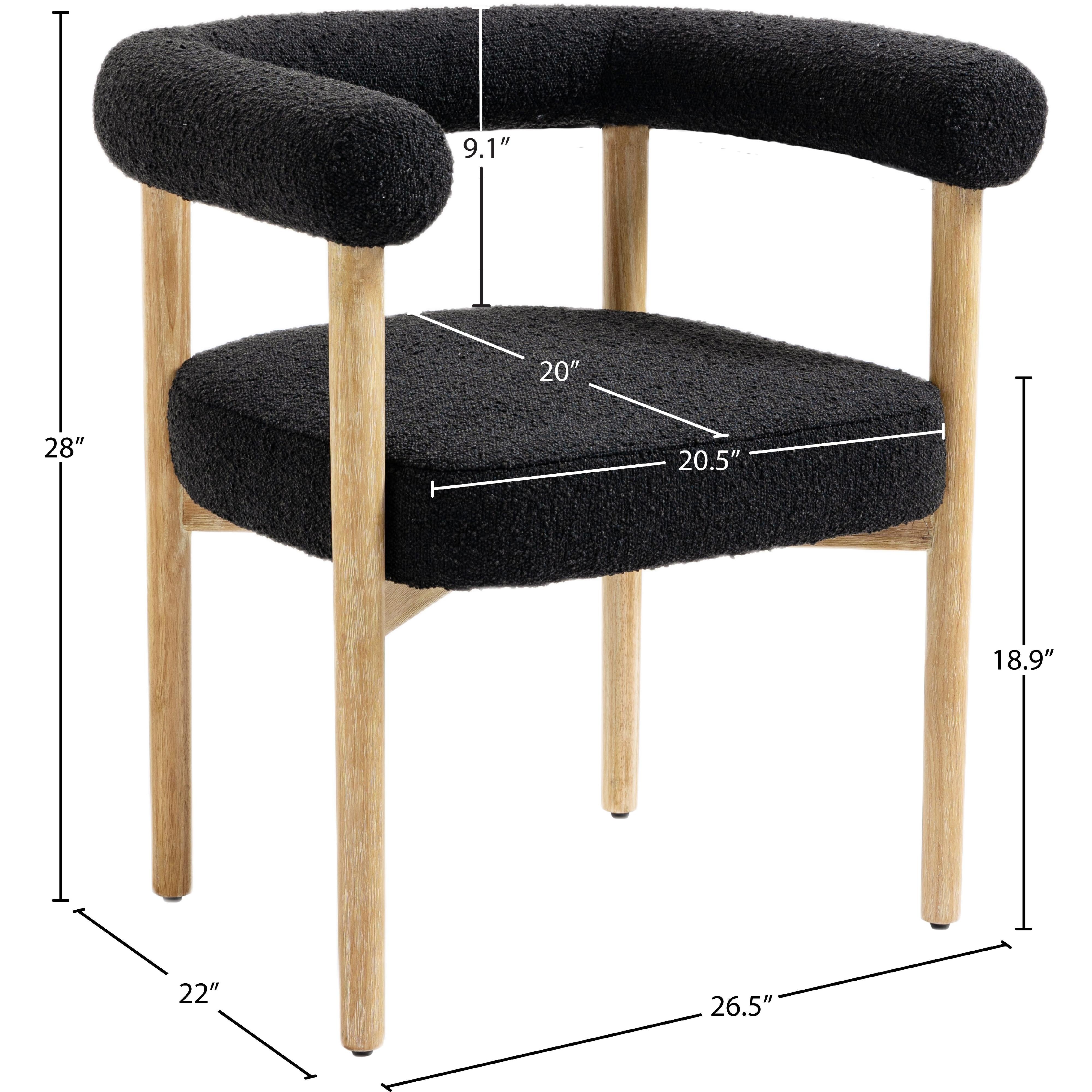 Meridian Hyatt Black Boucle Fabric Dining Chair