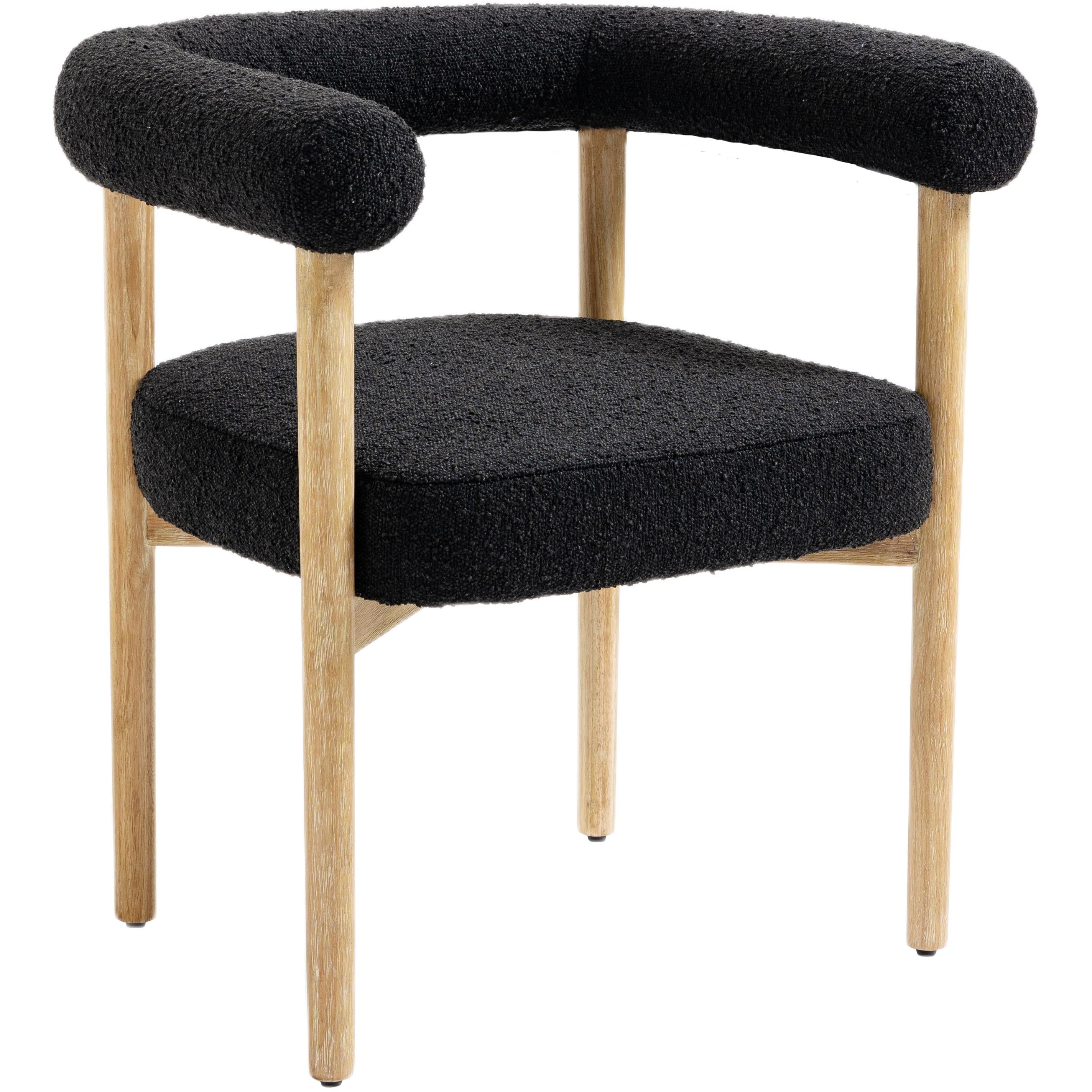 Meridian Hyatt Black Boucle Fabric Dining Chair