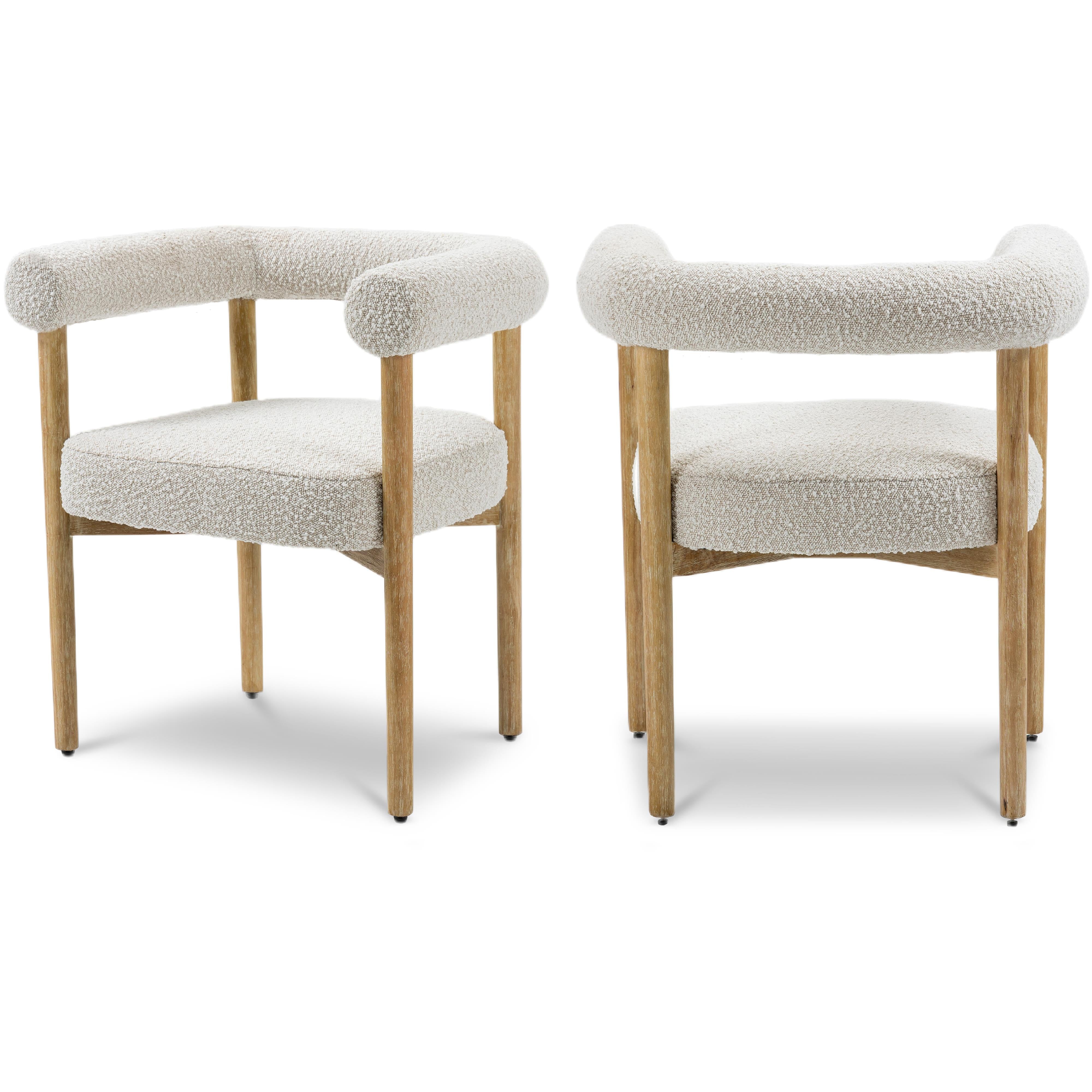 Meridian Hyatt Cream Boucle Fabric Dining Chair