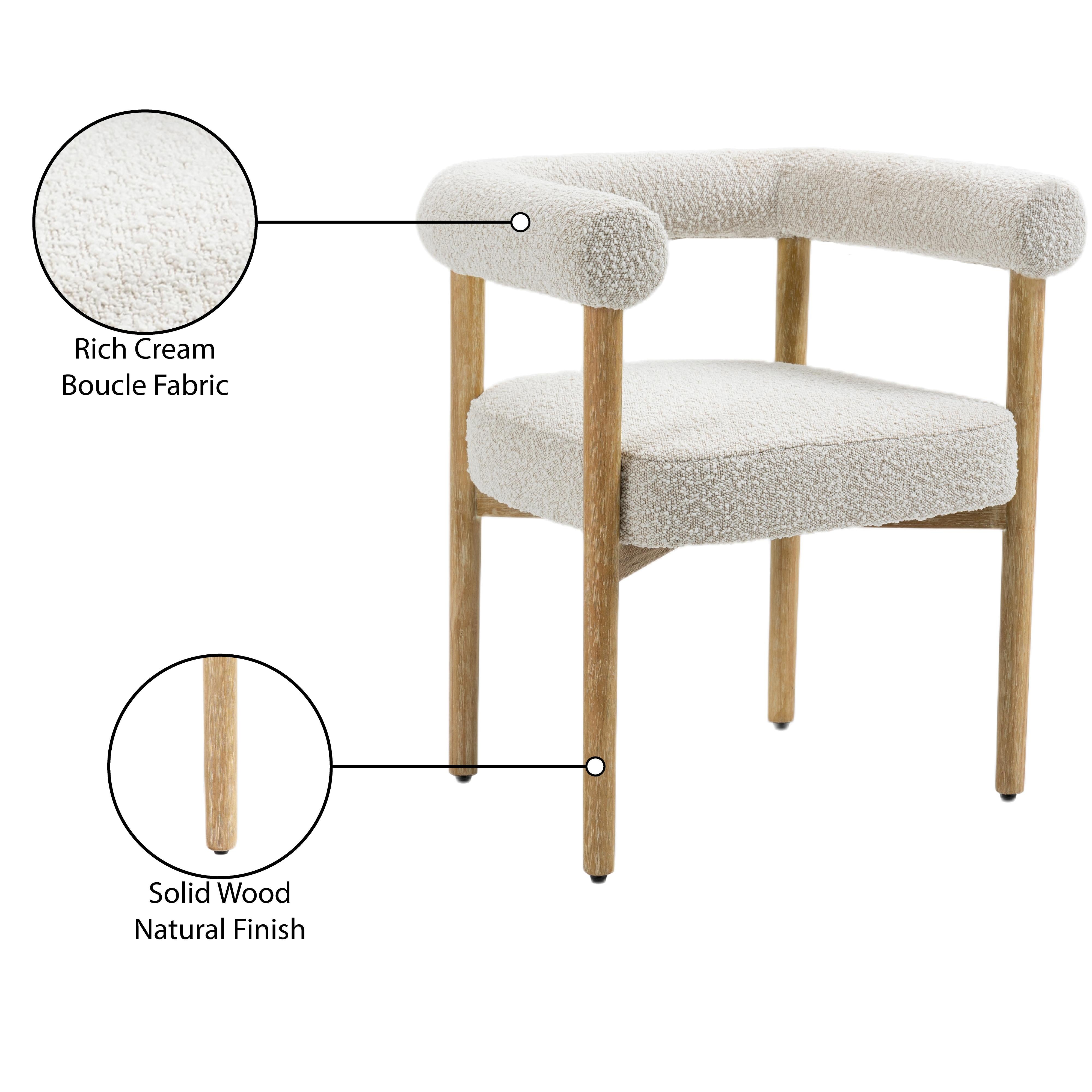 Meridian Hyatt Cream Boucle Fabric Dining Chair