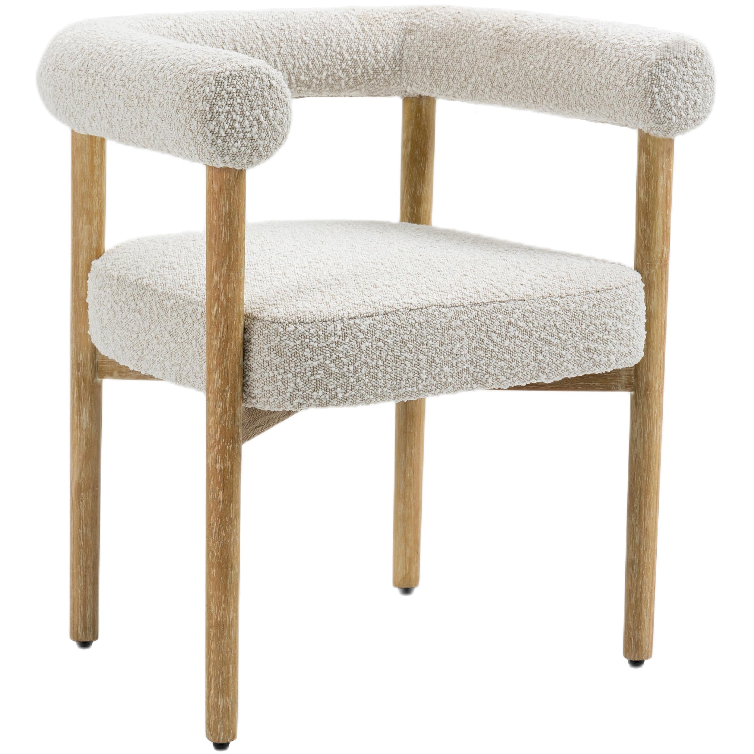 Meridian Hyatt Cream Boucle Fabric Dining Chair