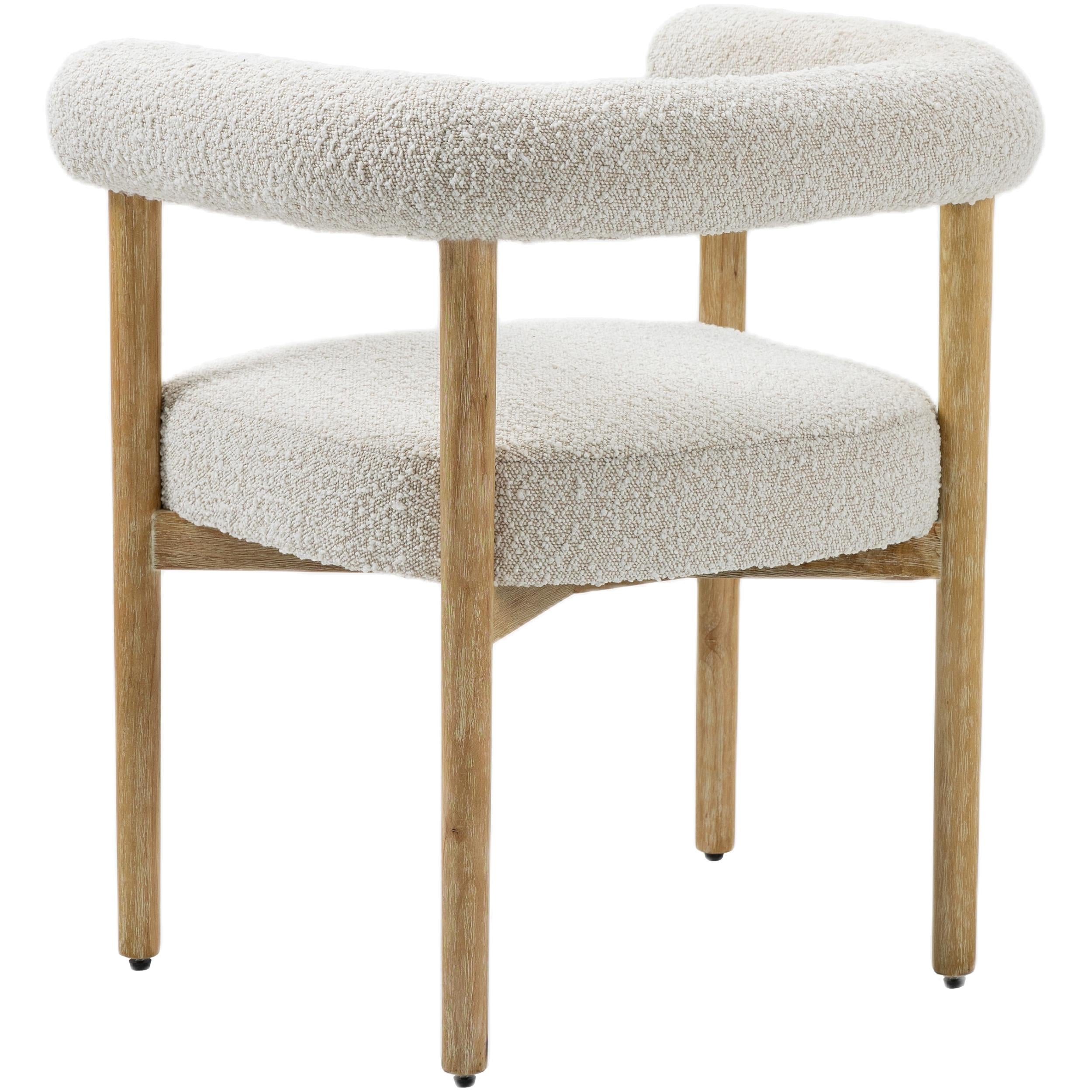 Meridian Hyatt Cream Boucle Fabric Dining Chair