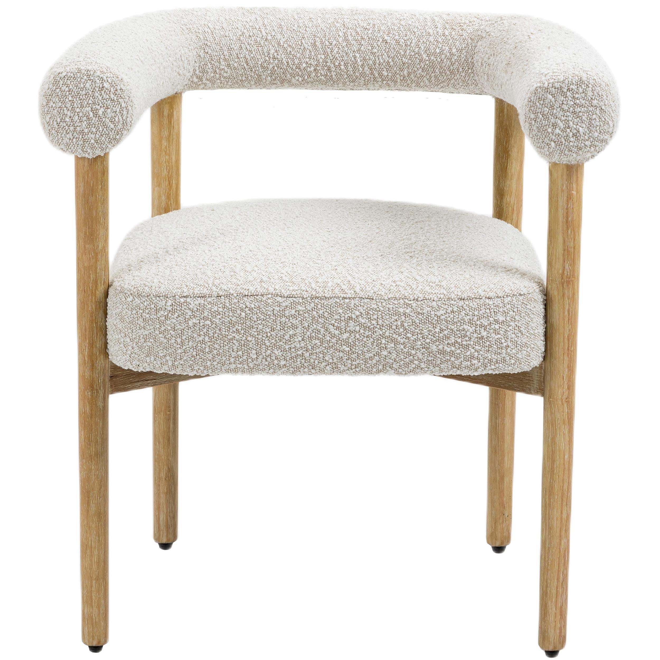 Meridian Hyatt Cream Boucle Fabric Dining Chair