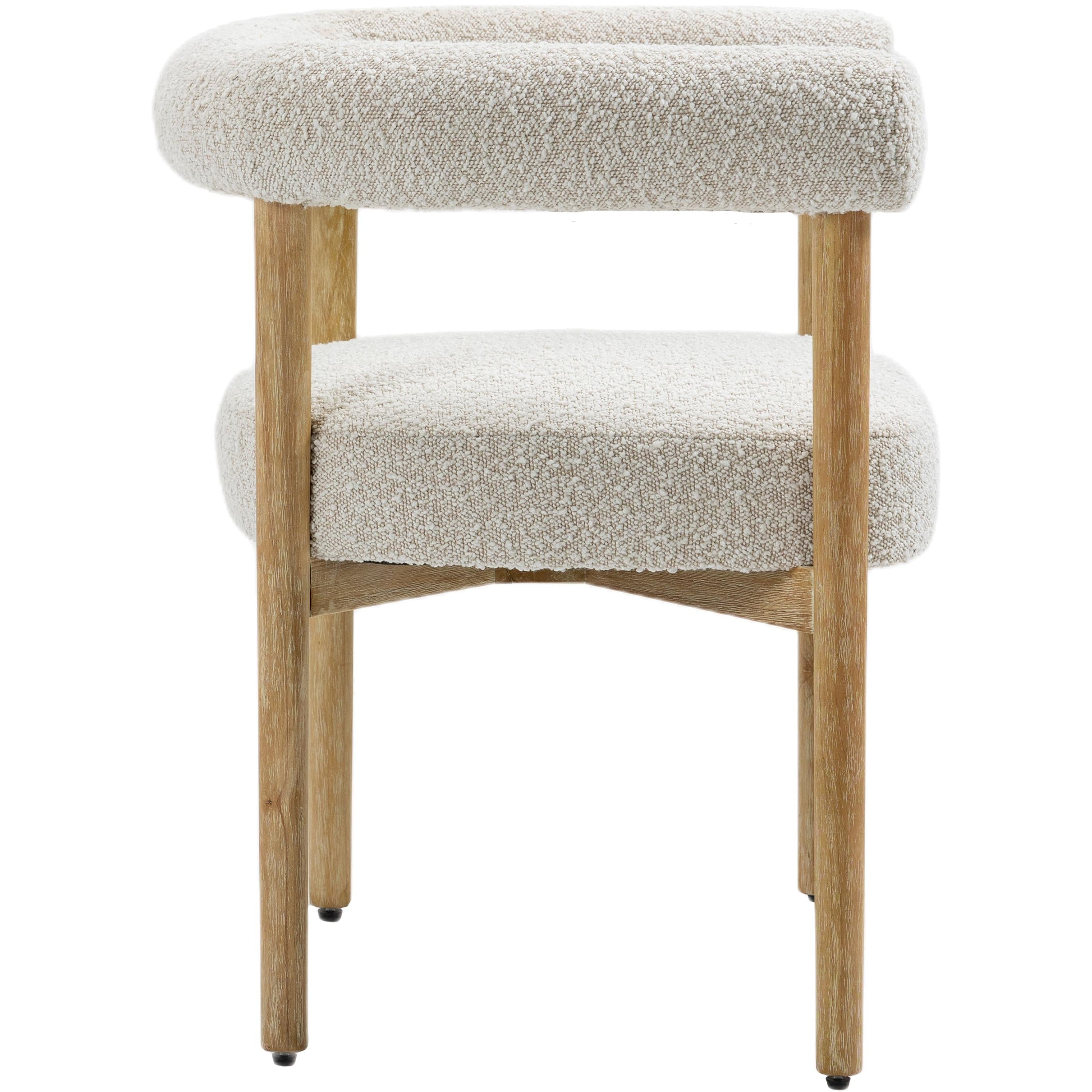 Meridian Hyatt Cream Boucle Fabric Dining Chair