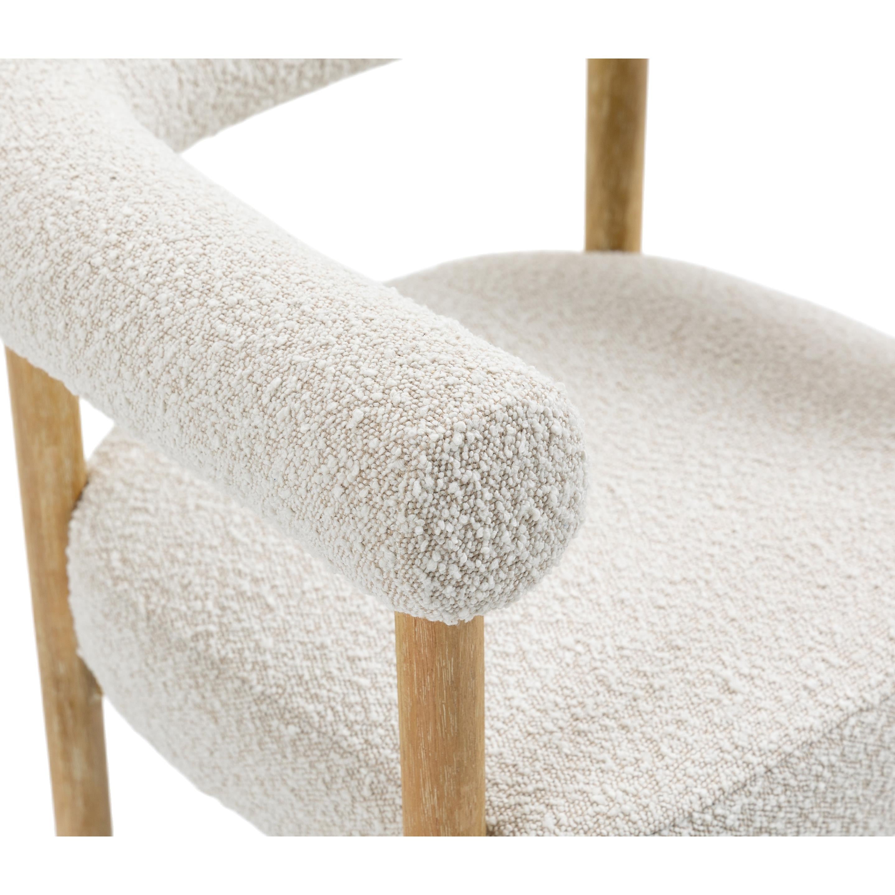 Meridian Hyatt Cream Boucle Fabric Dining Chair