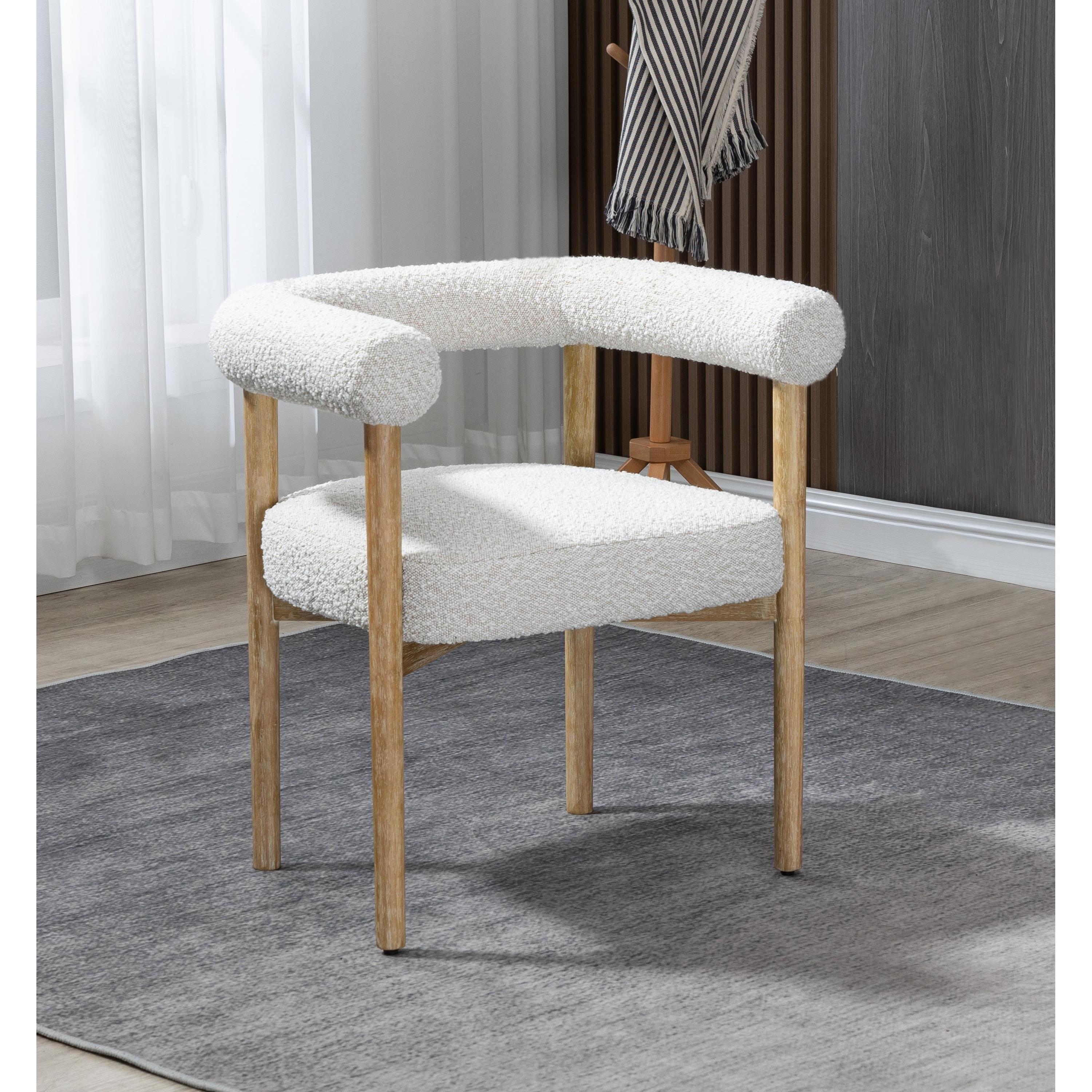Meridian Hyatt Cream Boucle Fabric Dining Chair