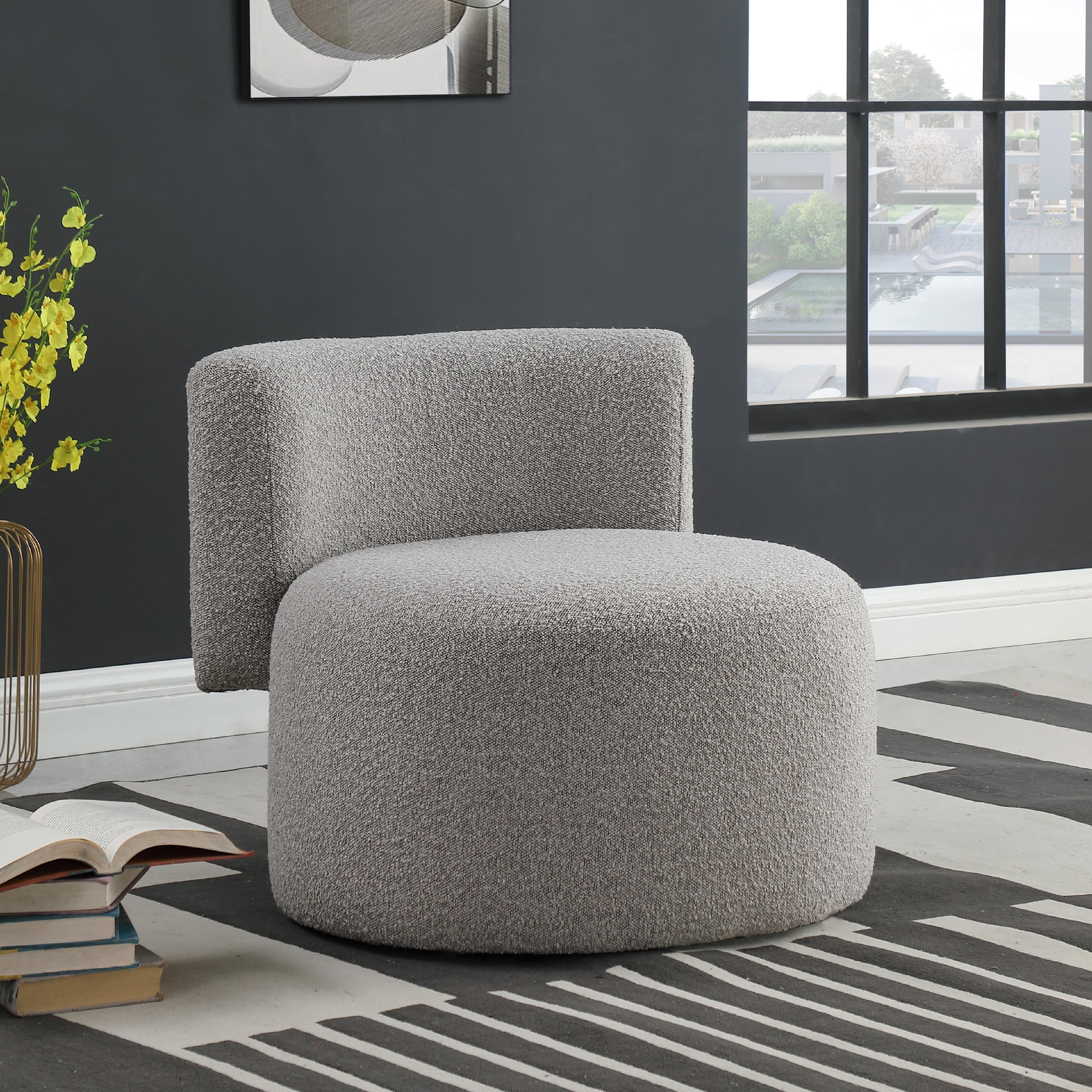 Meridian Como Taupe Boucle Fabric Accent Chair