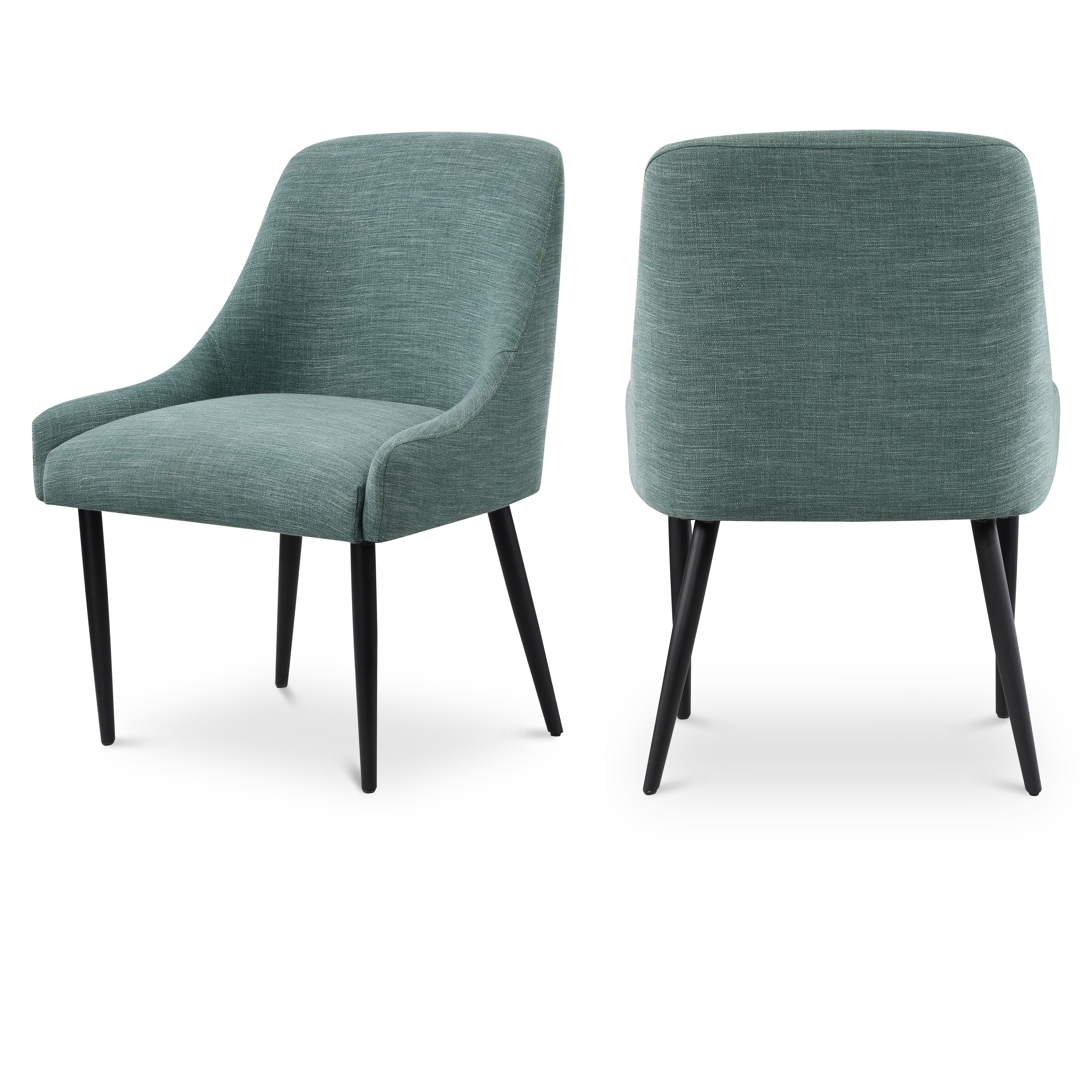 Meridian Camden Green Linen Textured Fabric Dining Chair
