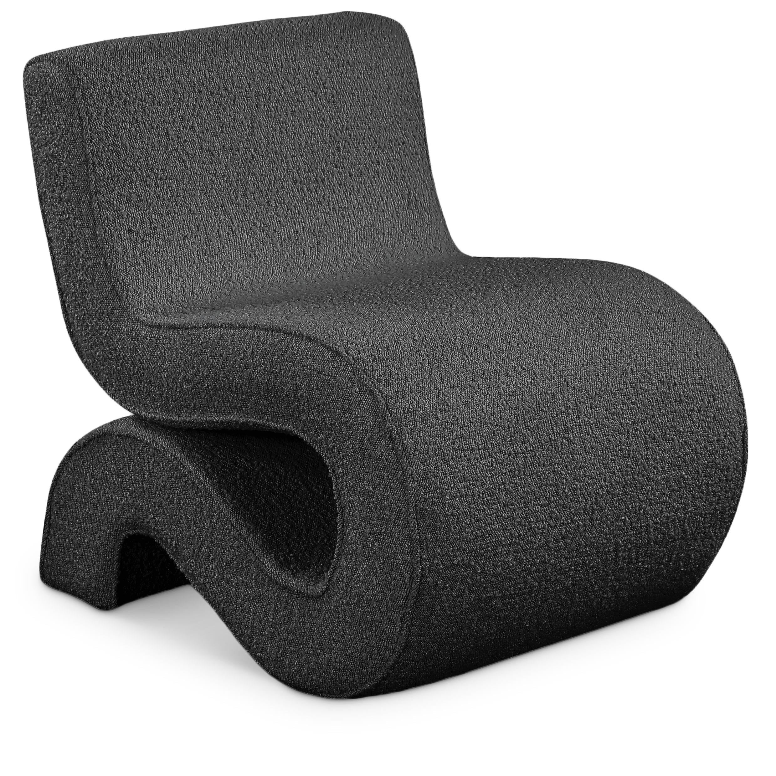 Meridian Desiree Black Boucle Fabric Accent Chair