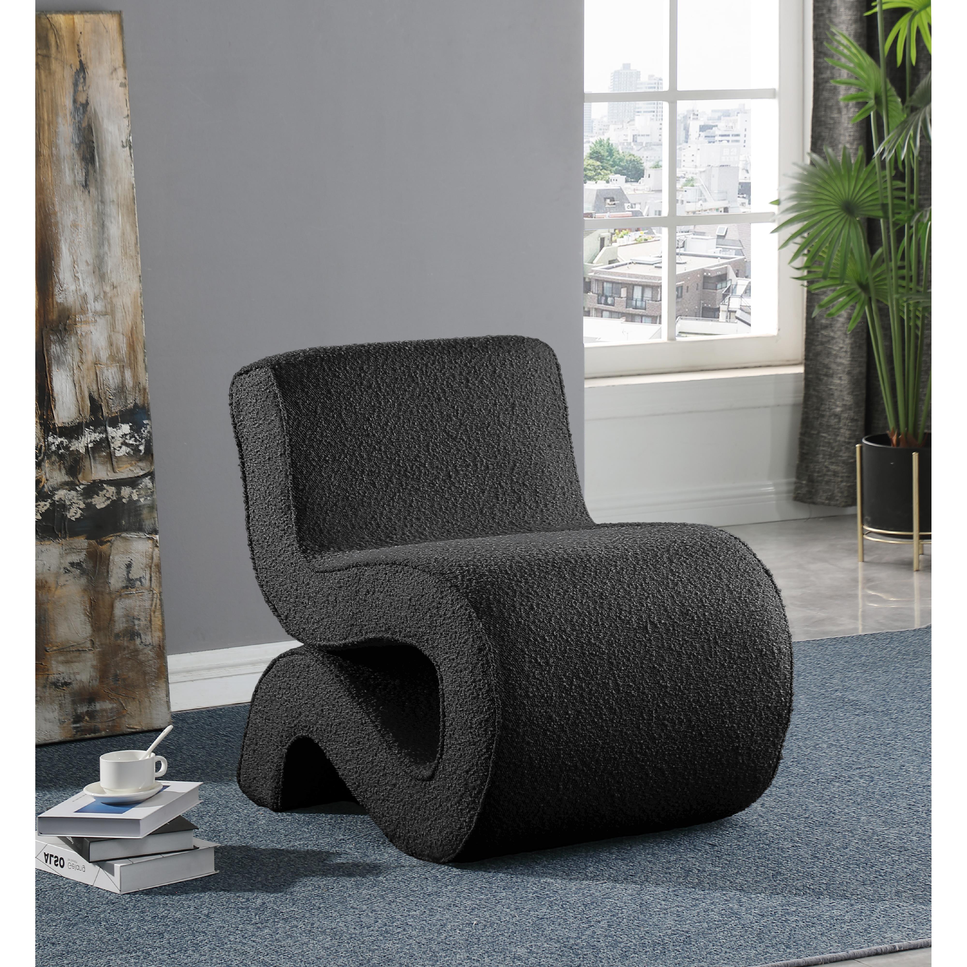 Meridian Desiree Black Boucle Fabric Accent Chair