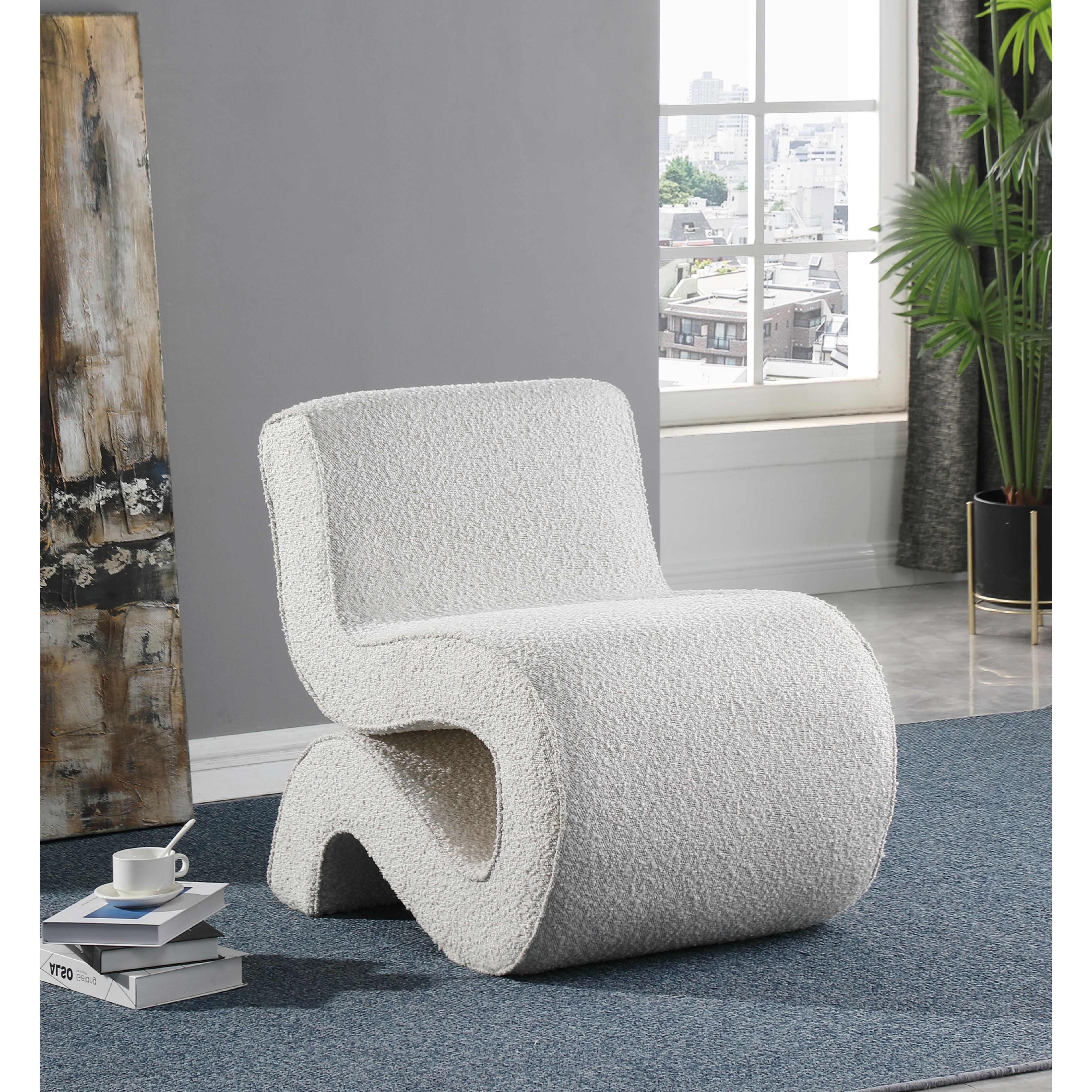 Meridian Desiree Cream Boucle Fabric Accent Chair