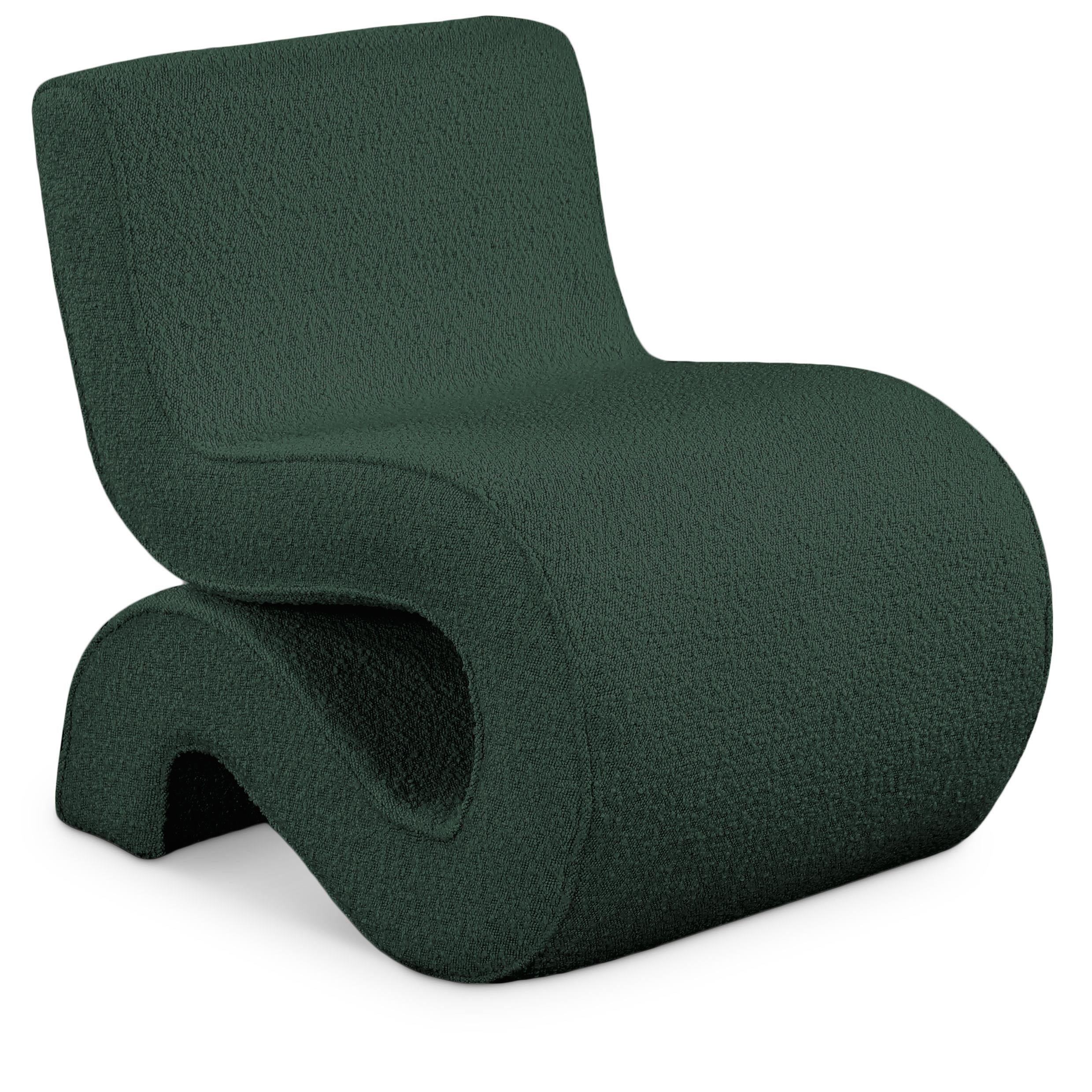 Meridian Desiree Green Boucle Fabric Accent Chair