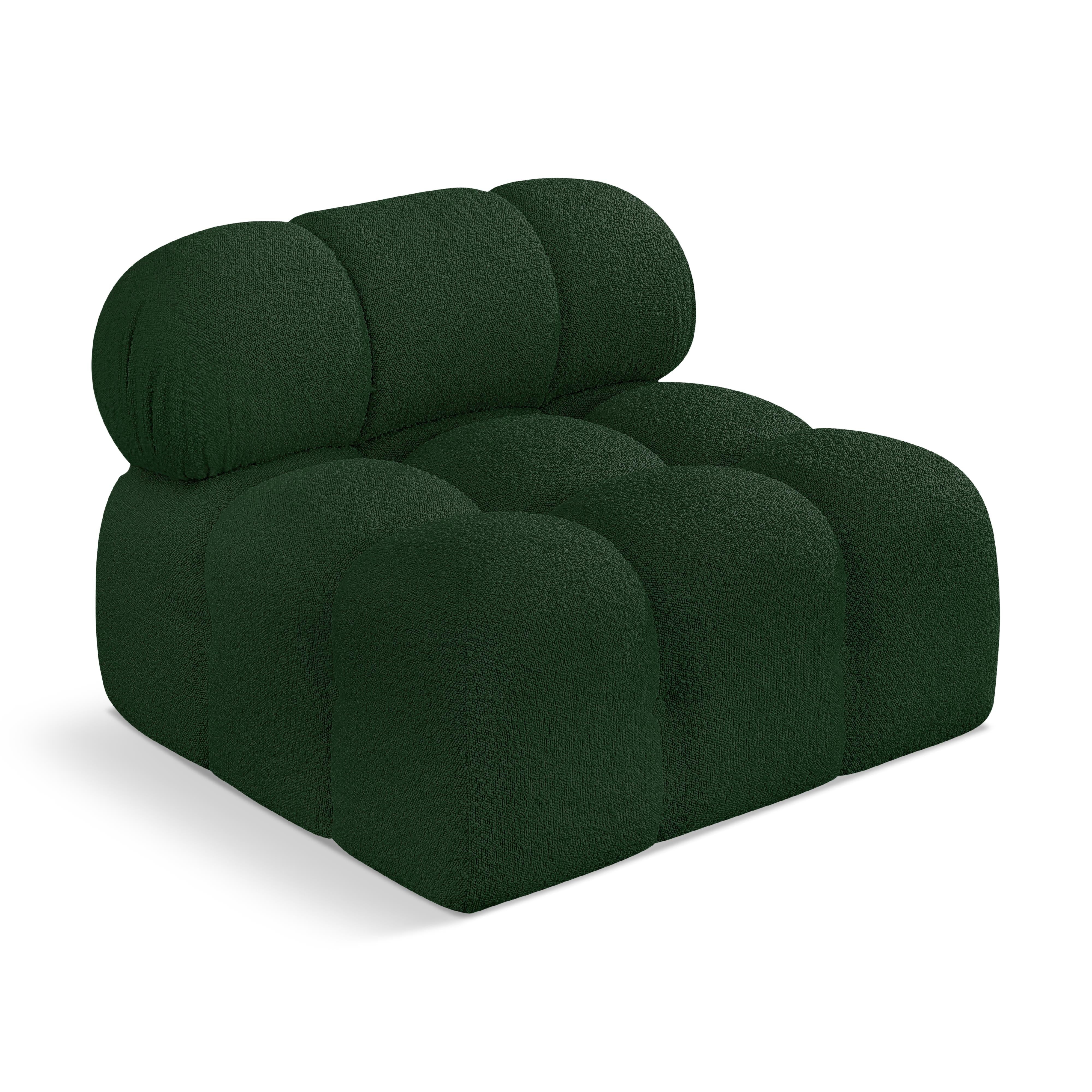Meridian Ames Green Boucle Fabric Armless