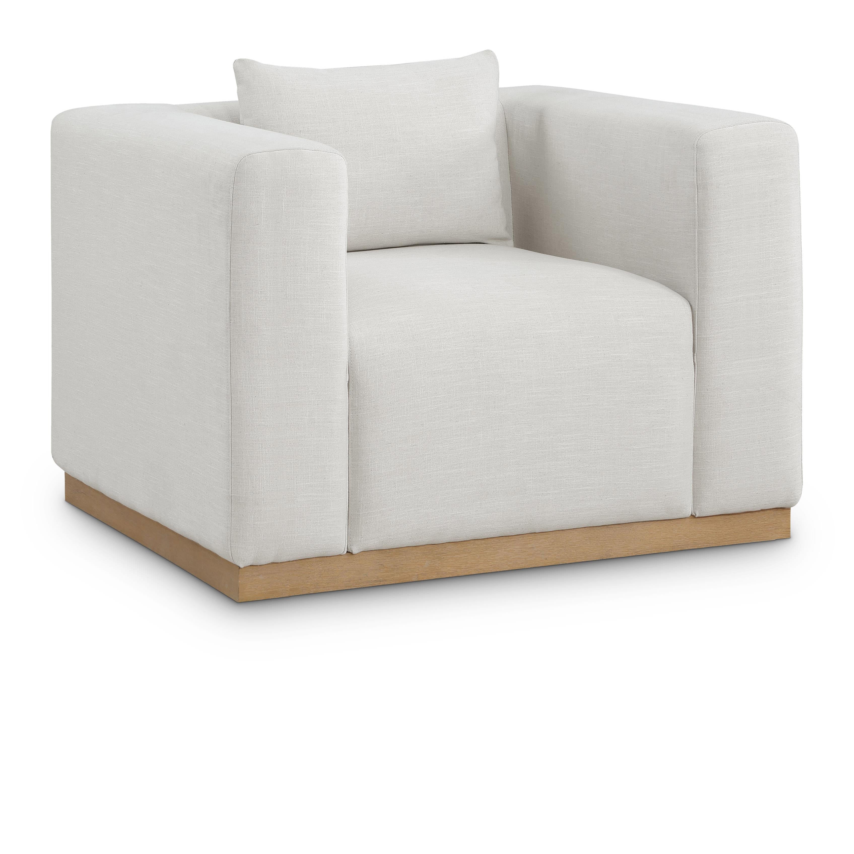 Meridian Alfie Cream Linen Textured Fabic Chair