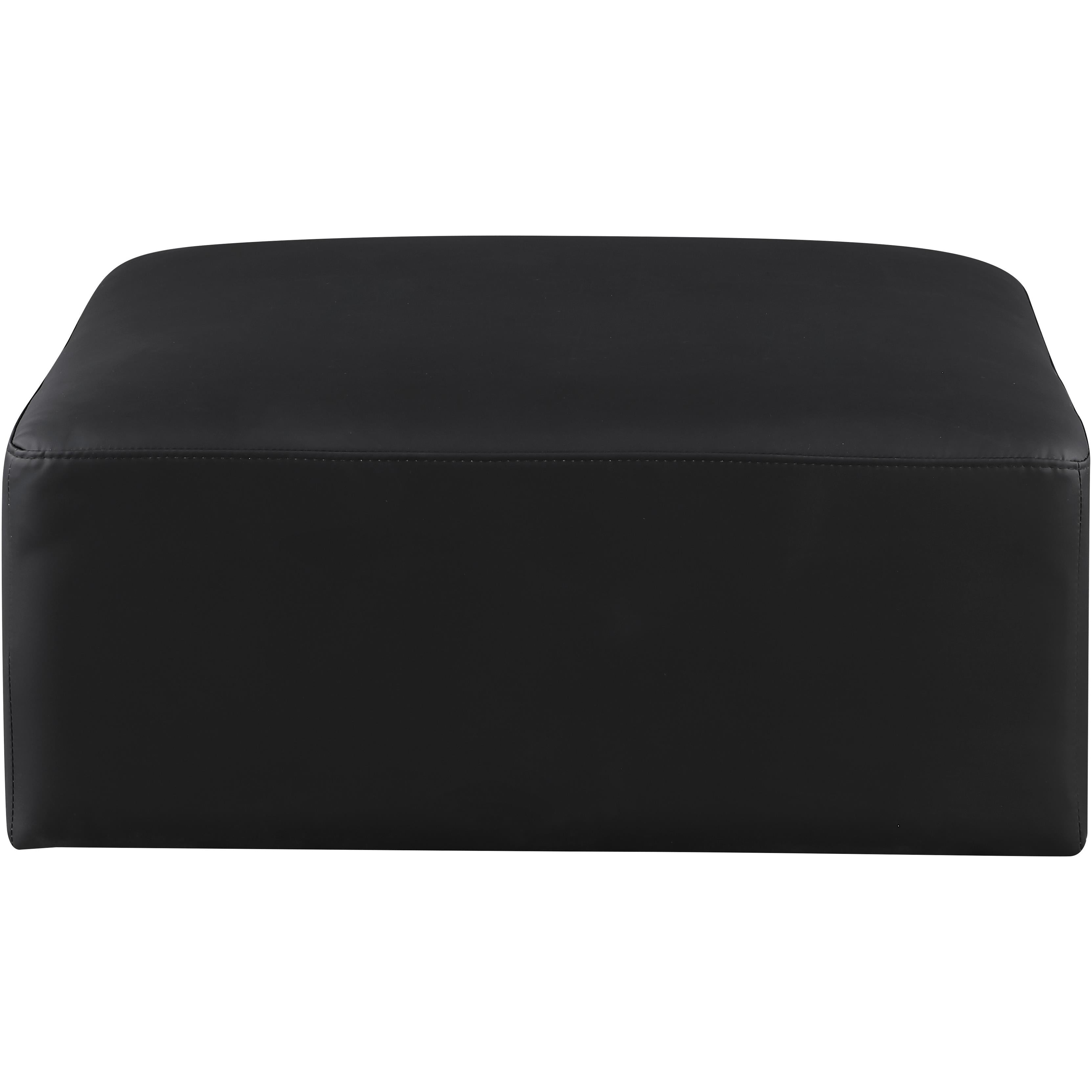 Meridian Cube Black Vegan Leather Ottoman