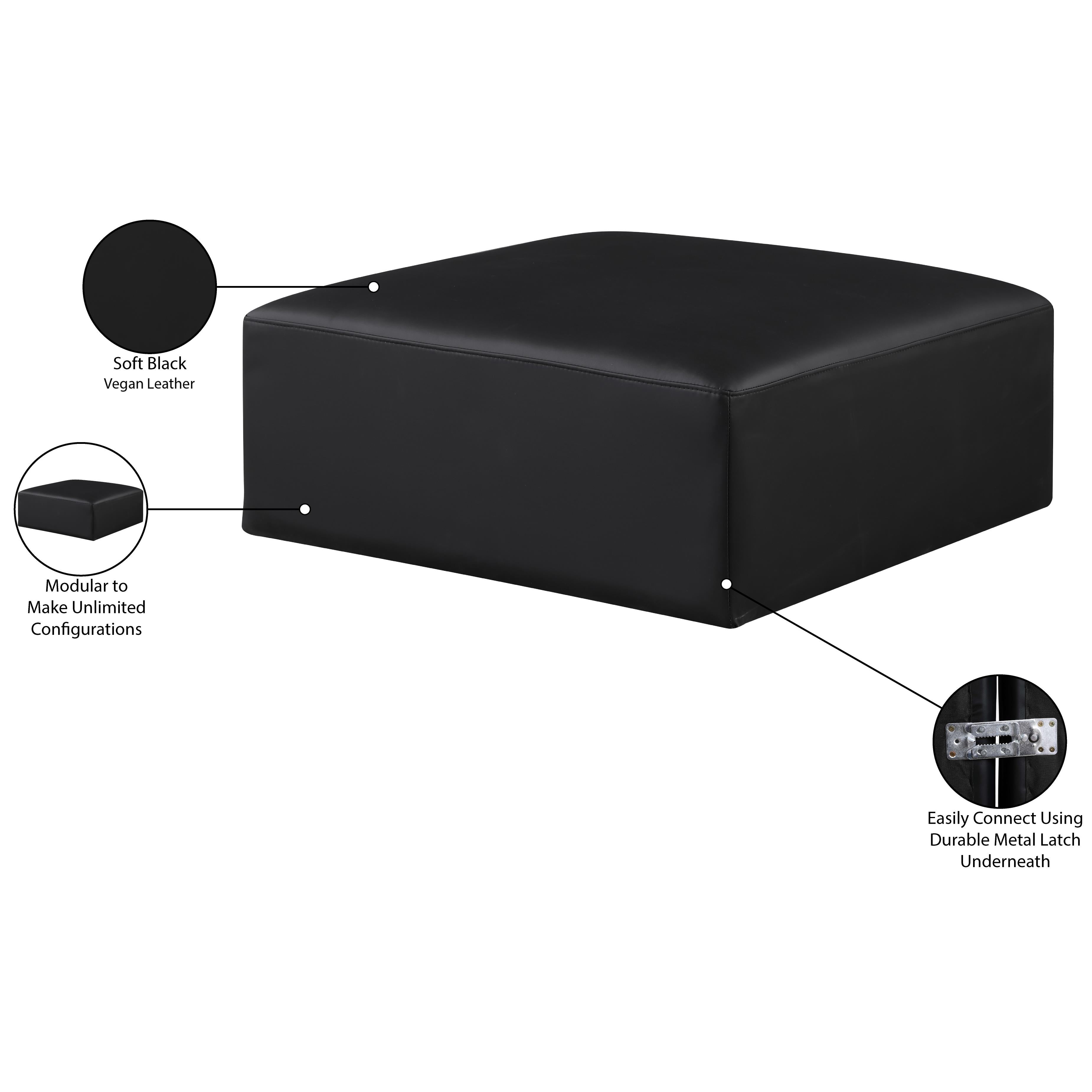 Meridian Cube Black Vegan Leather Ottoman