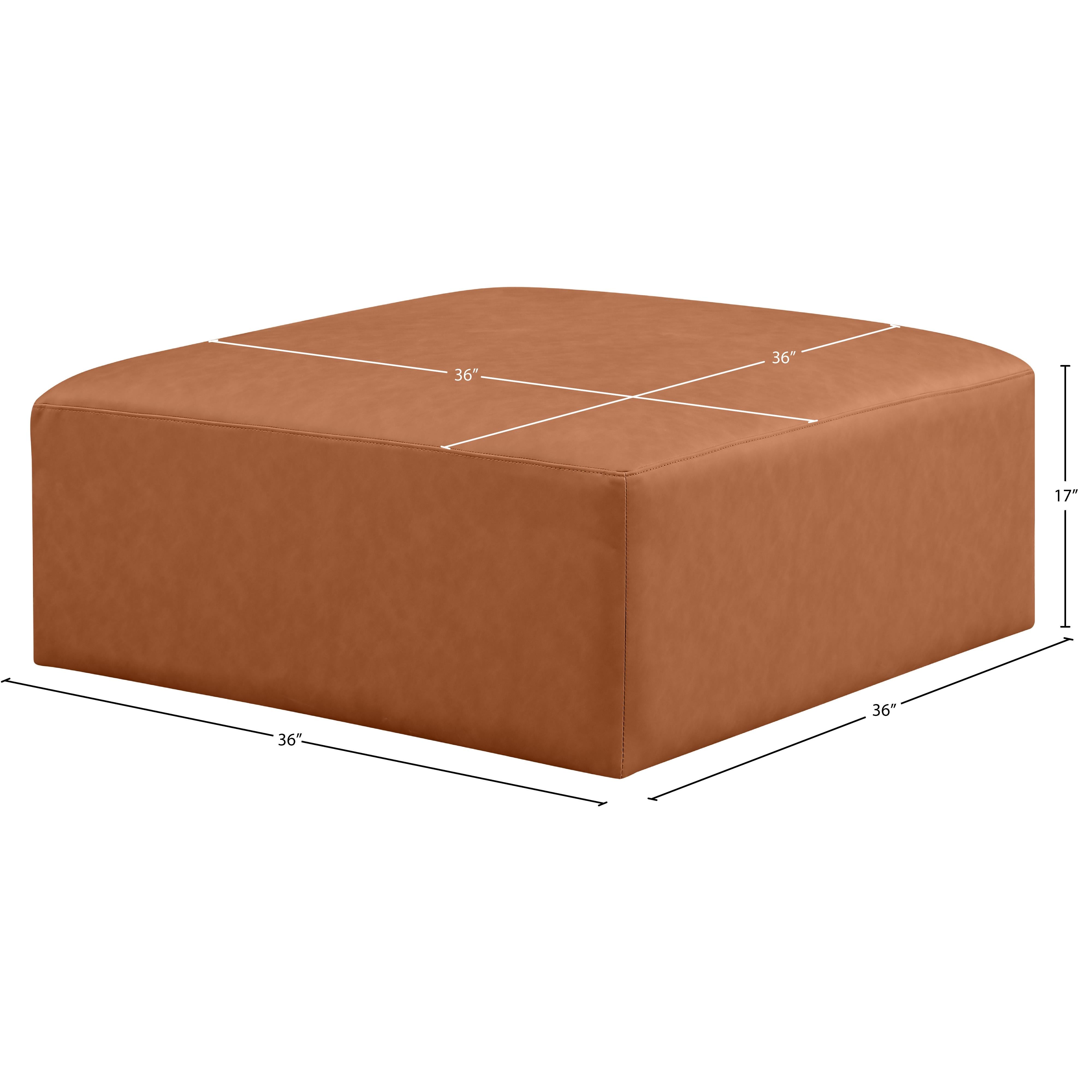 Meridian Cube Cognac Vegan Leather Ottoman