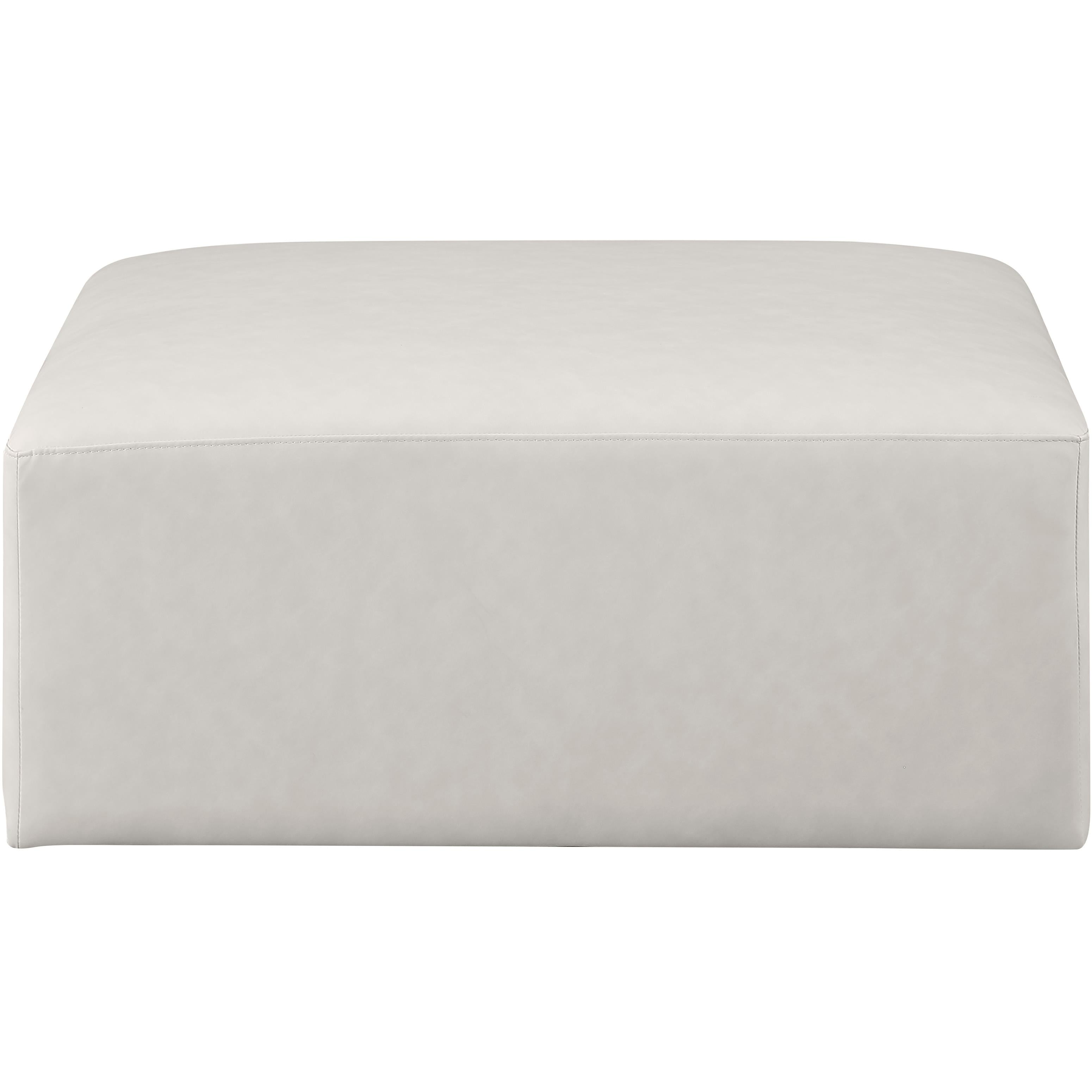 Meridian Cube Cream Vegan Leather Ottoman