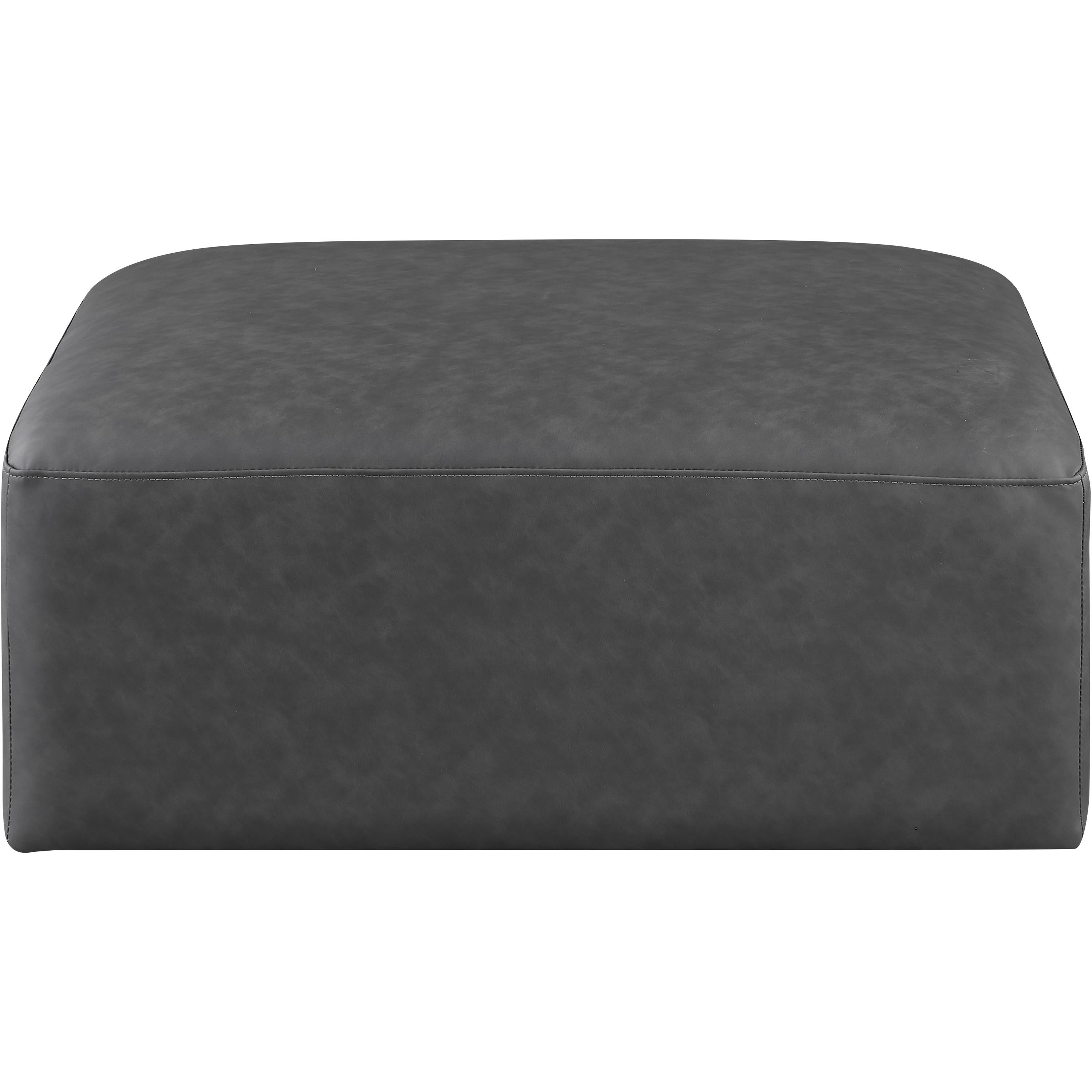 Meridian Cube Charcoal Grey Vegan Leather Ottoman