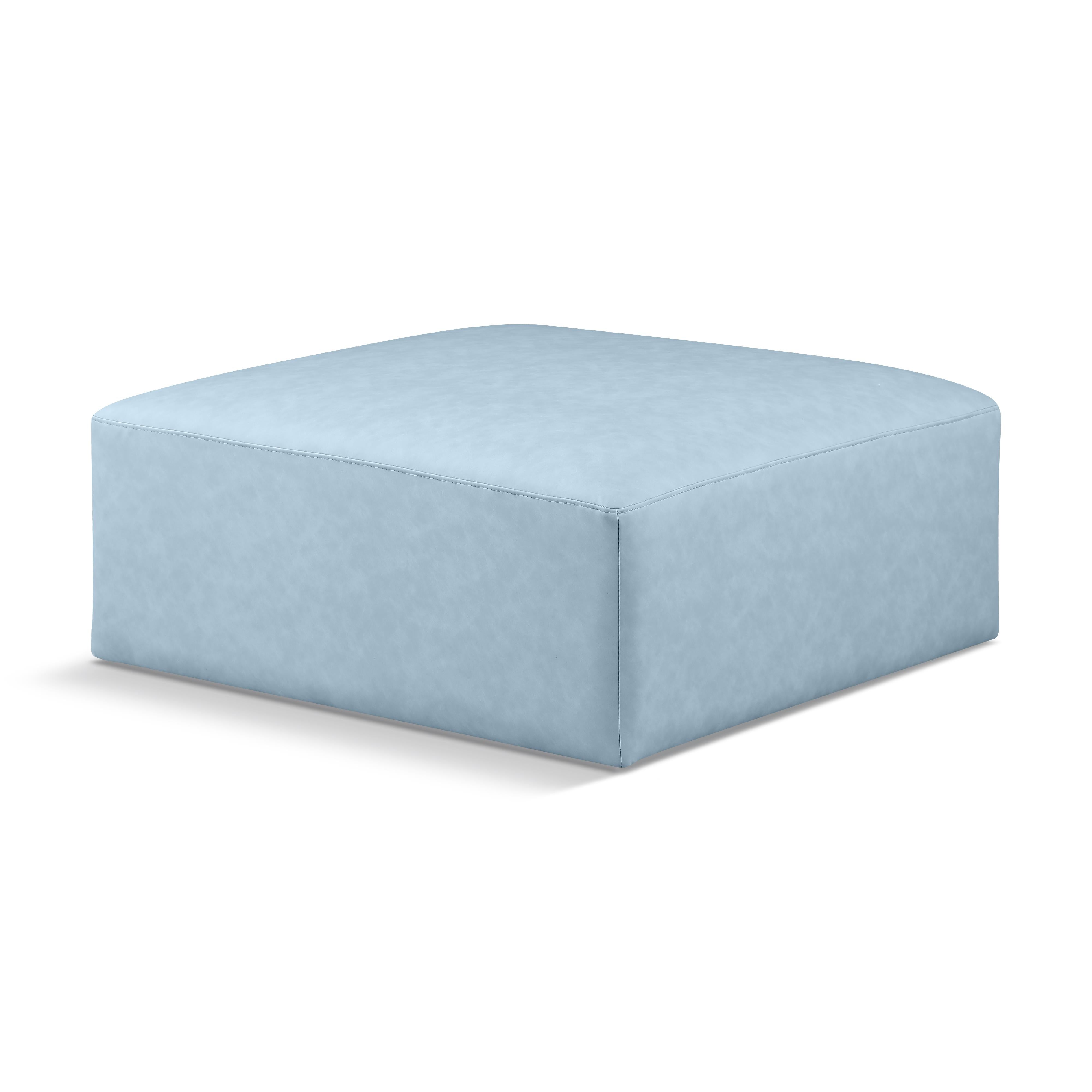 Meridian Cube Light Blue Vegan Leather Ottoman