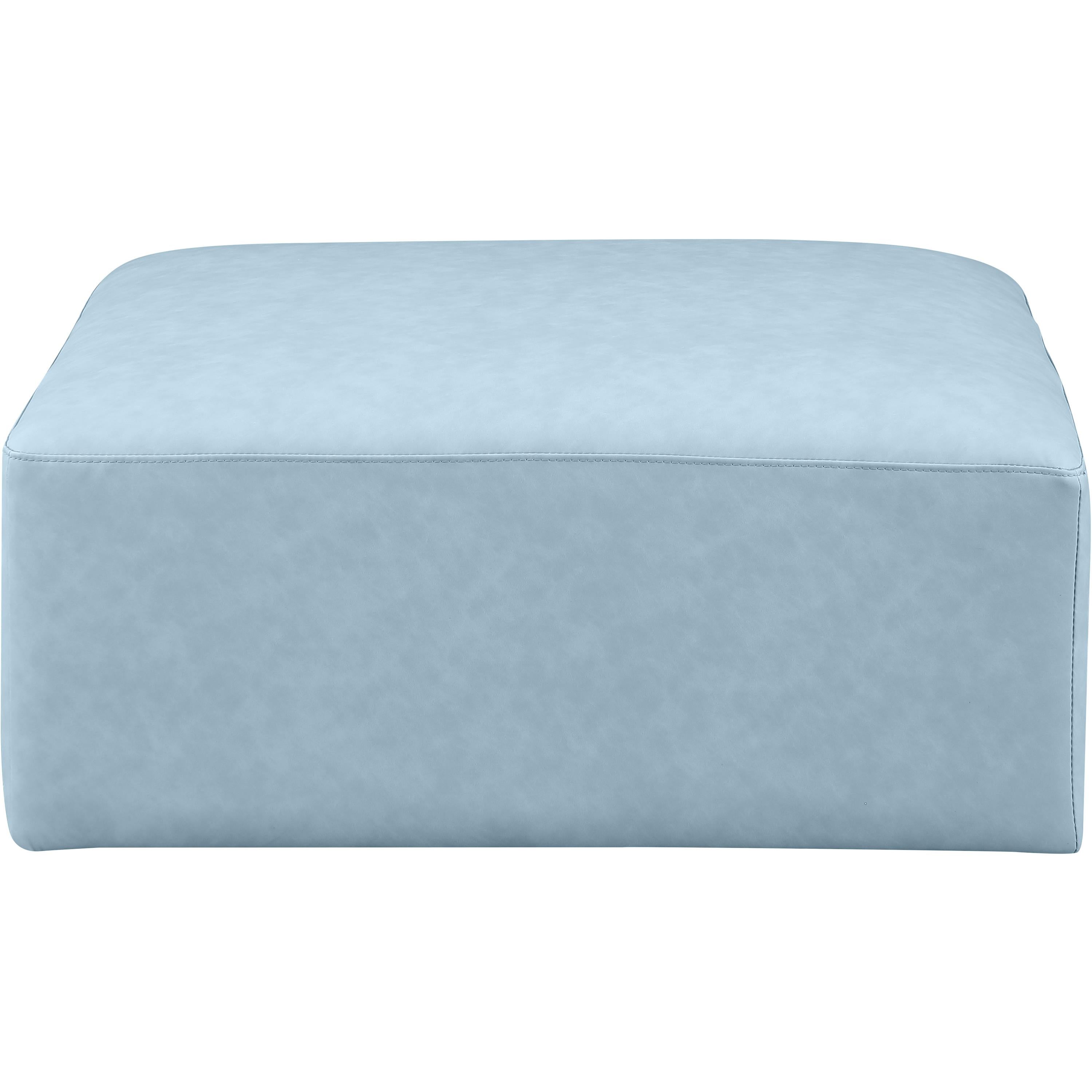 Meridian Cube Light Blue Vegan Leather Ottoman