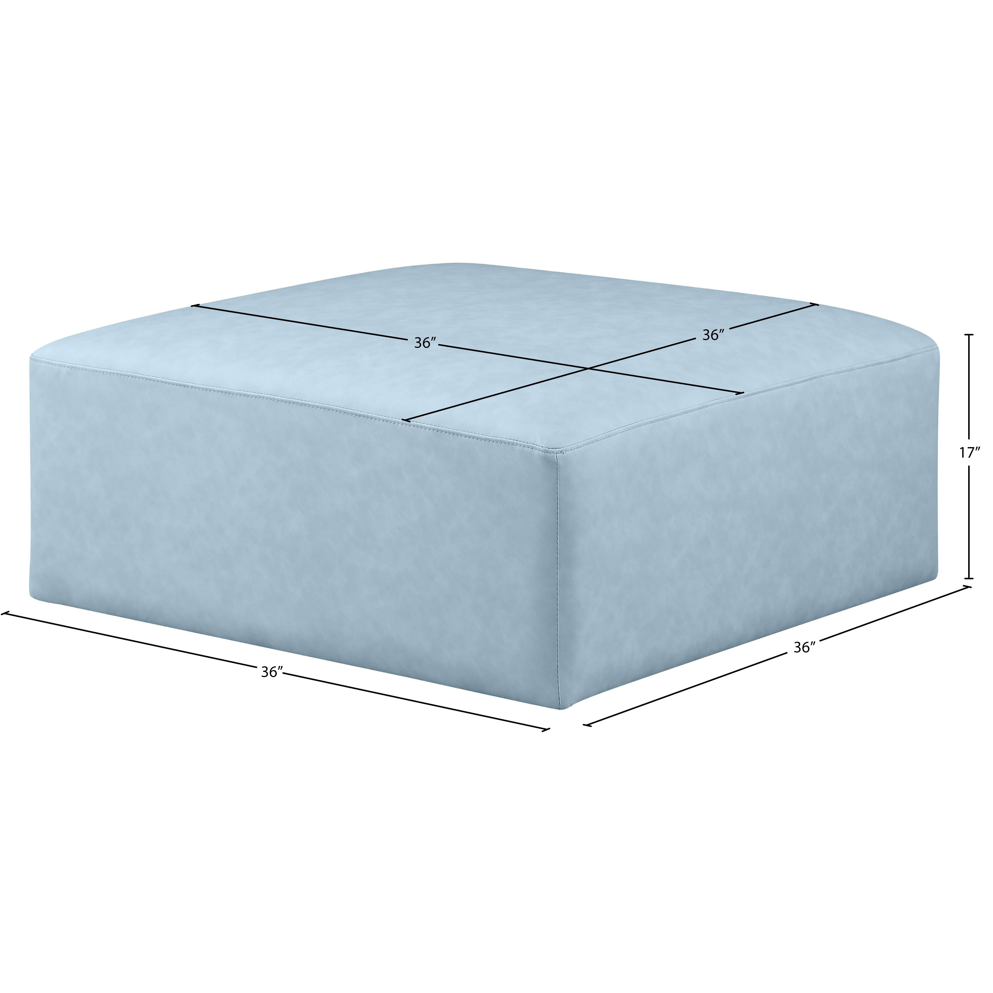 Meridian Cube Light Blue Vegan Leather Ottoman