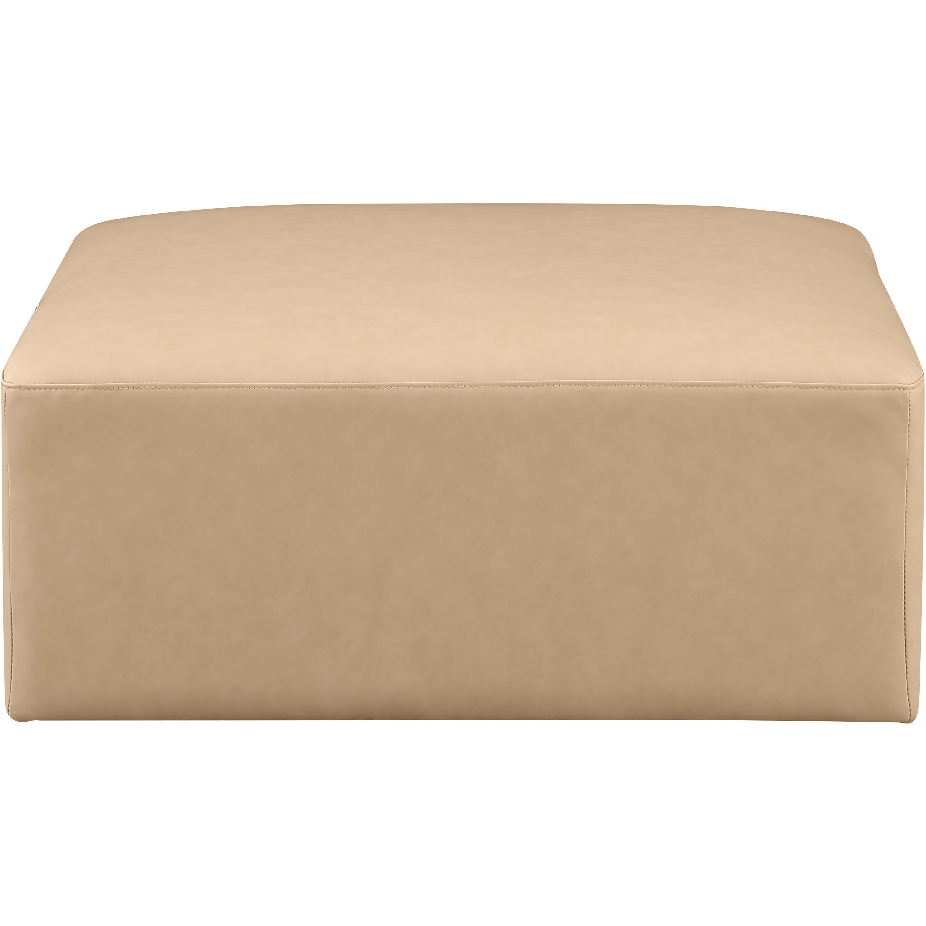 Meridian Cube Tan Vegan Leather Ottoman
