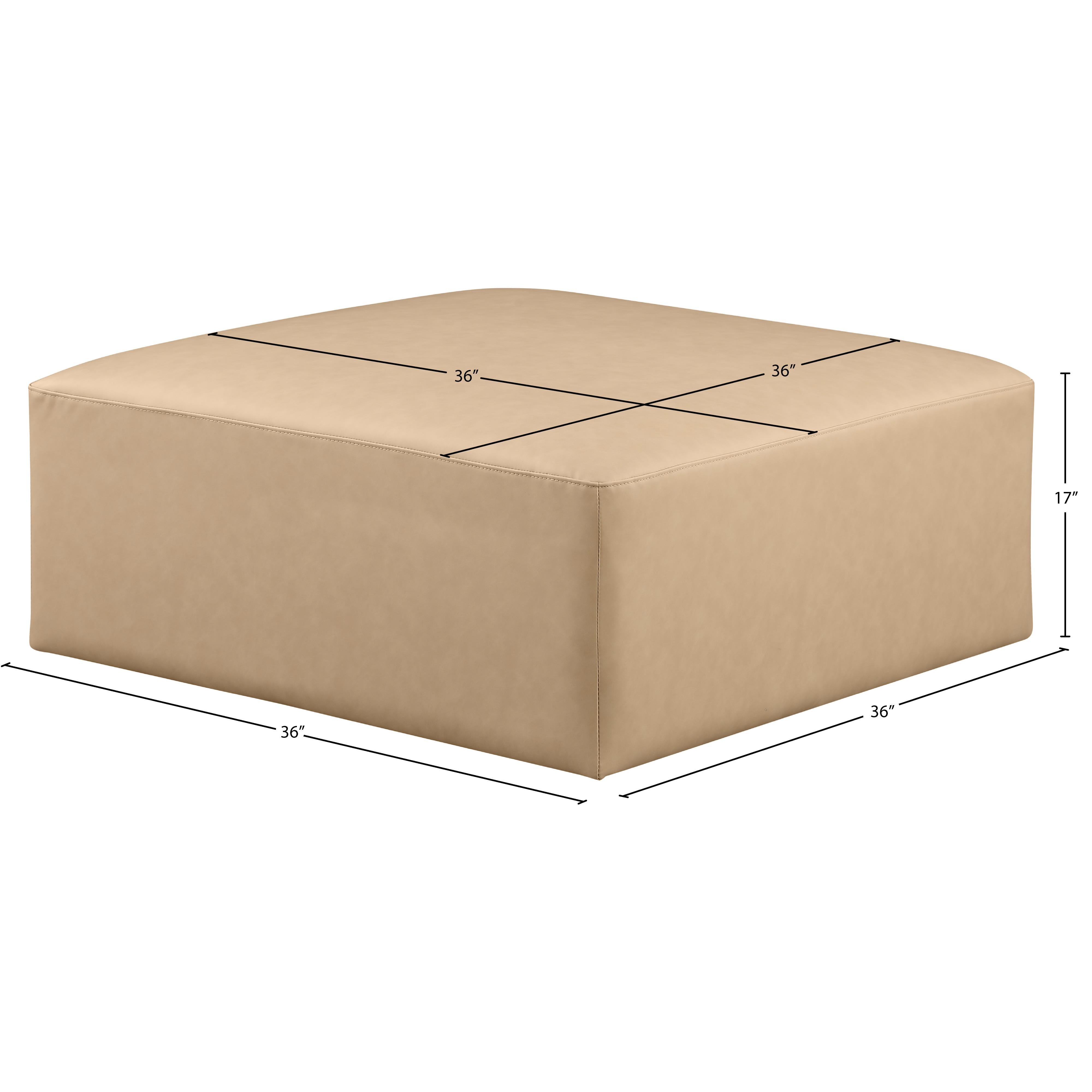 Meridian Cube Tan Vegan Leather Ottoman