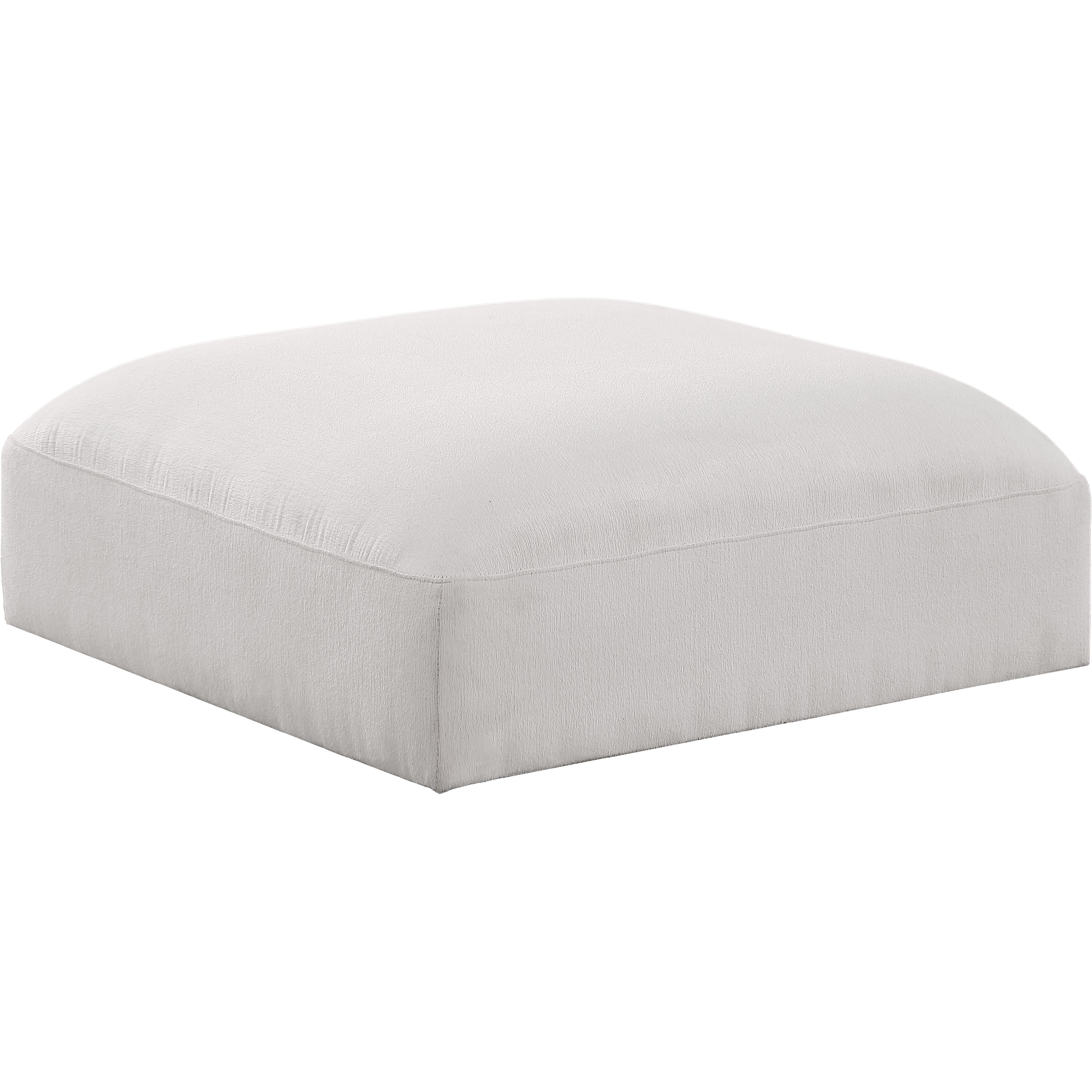 Meridian Ease Cream Polyester Fabric Ottoman