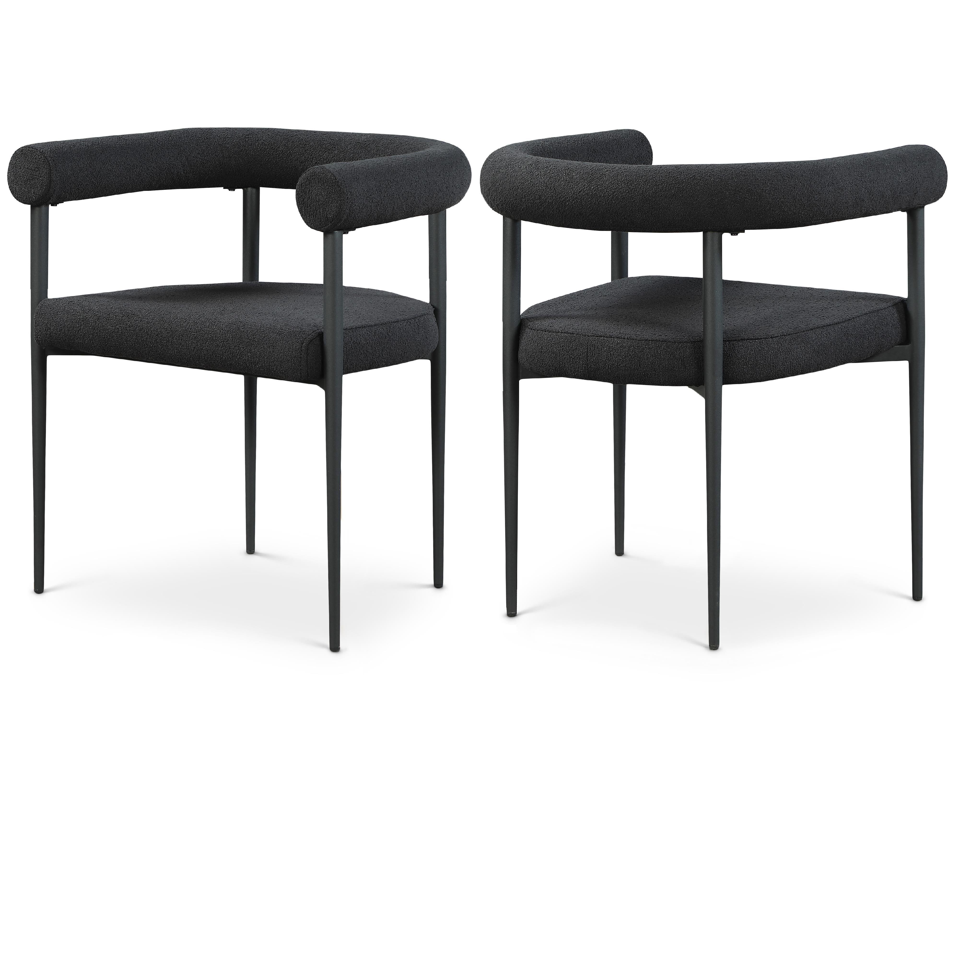 Meridian Louie Black Boucle Fabric Dining Chair