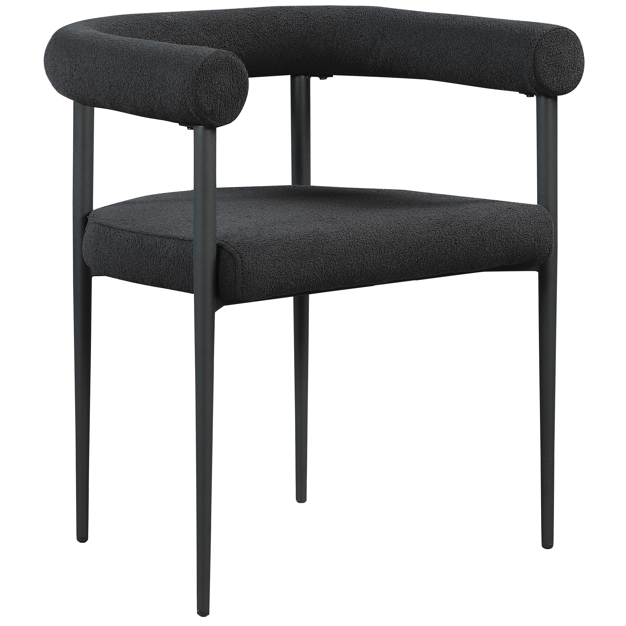 Meridian Louie Black Boucle Fabric Dining Chair